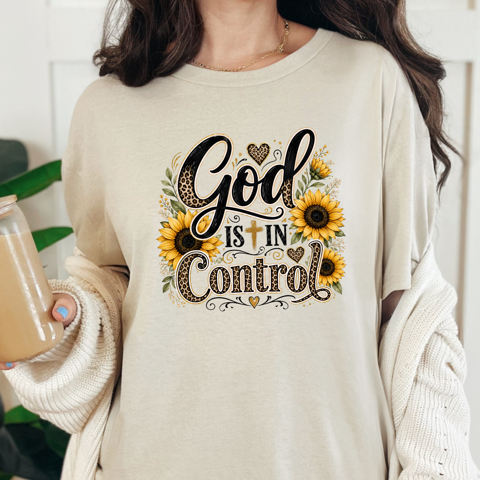 God Is In Control Graphic Tee - Natural