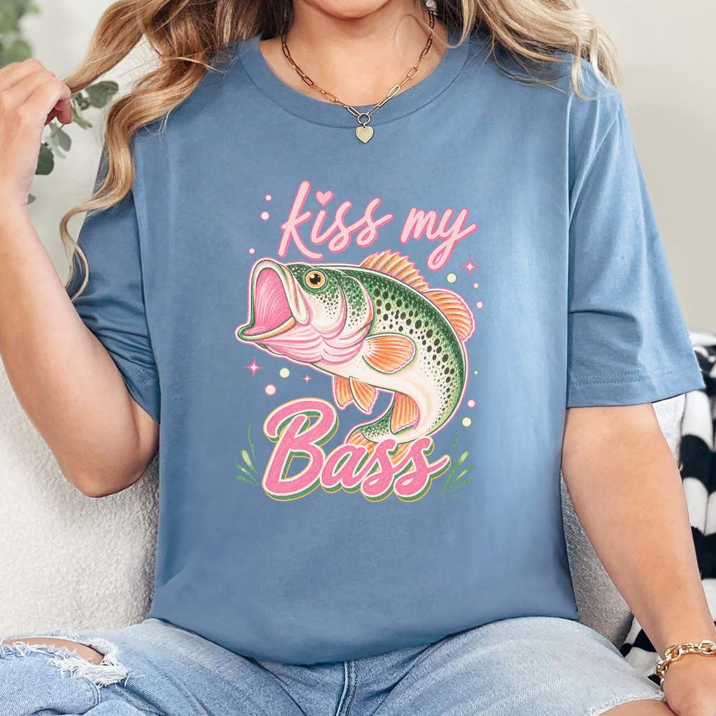 Kiss My Bass Graphic Tee - Steel Blue