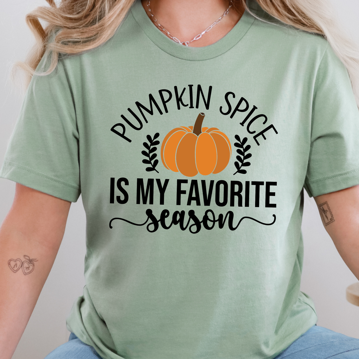 Pumpkin Spice Favorite Season Graphic Tee - Sage