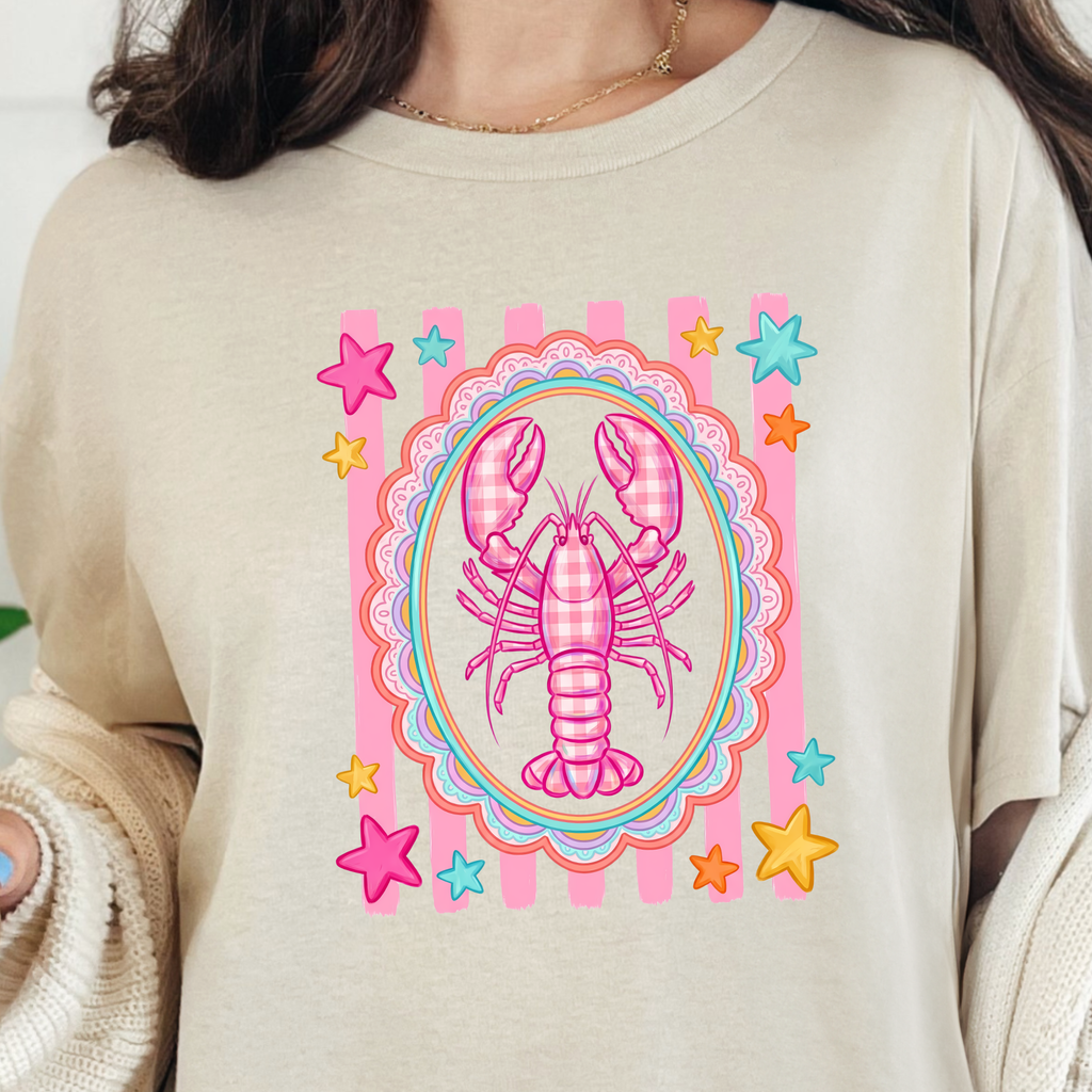 - Pink Lobster Graphic Tee - Natural