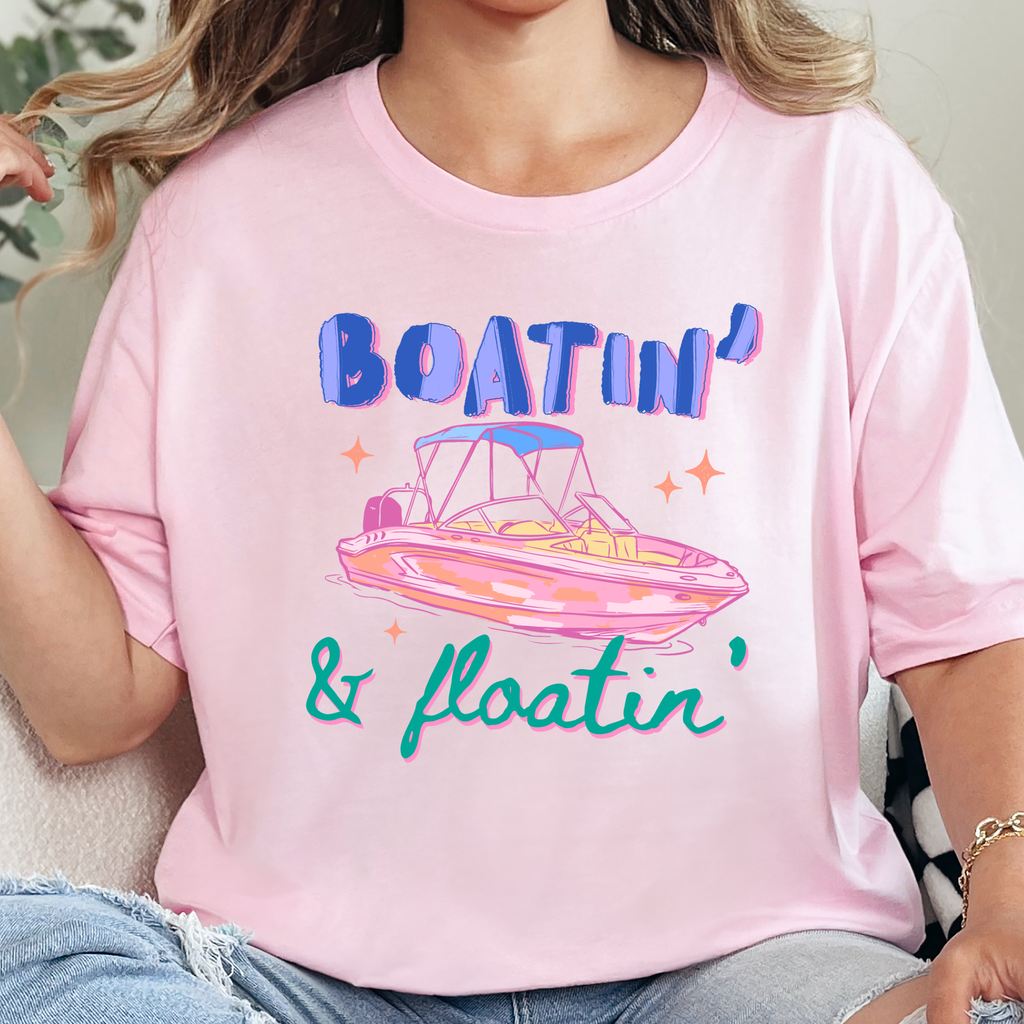 Boatin & Floatin Graphic Tee - Soft Pink