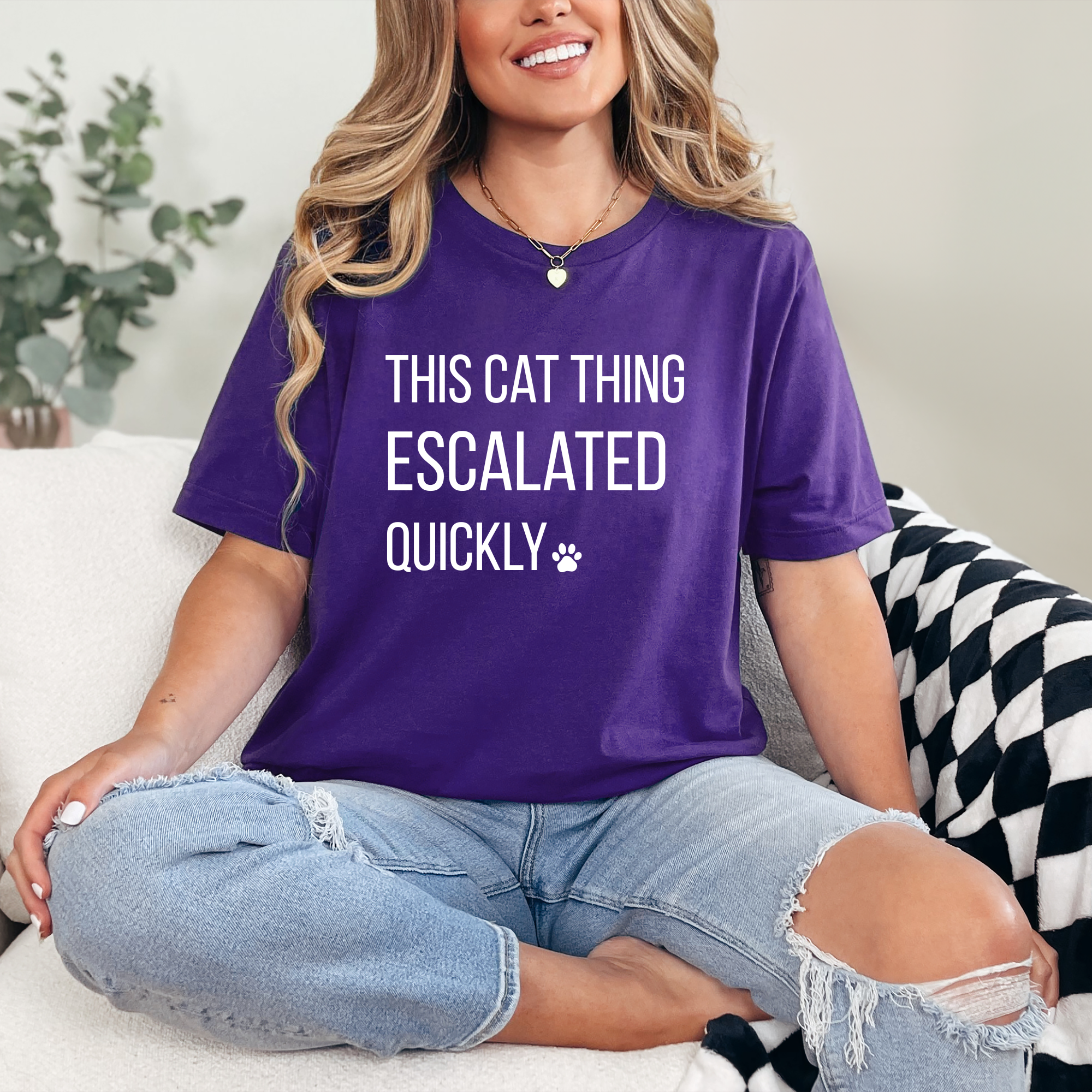 This Cat Thing Escalated Quickly Graphic Tee - Team Purple