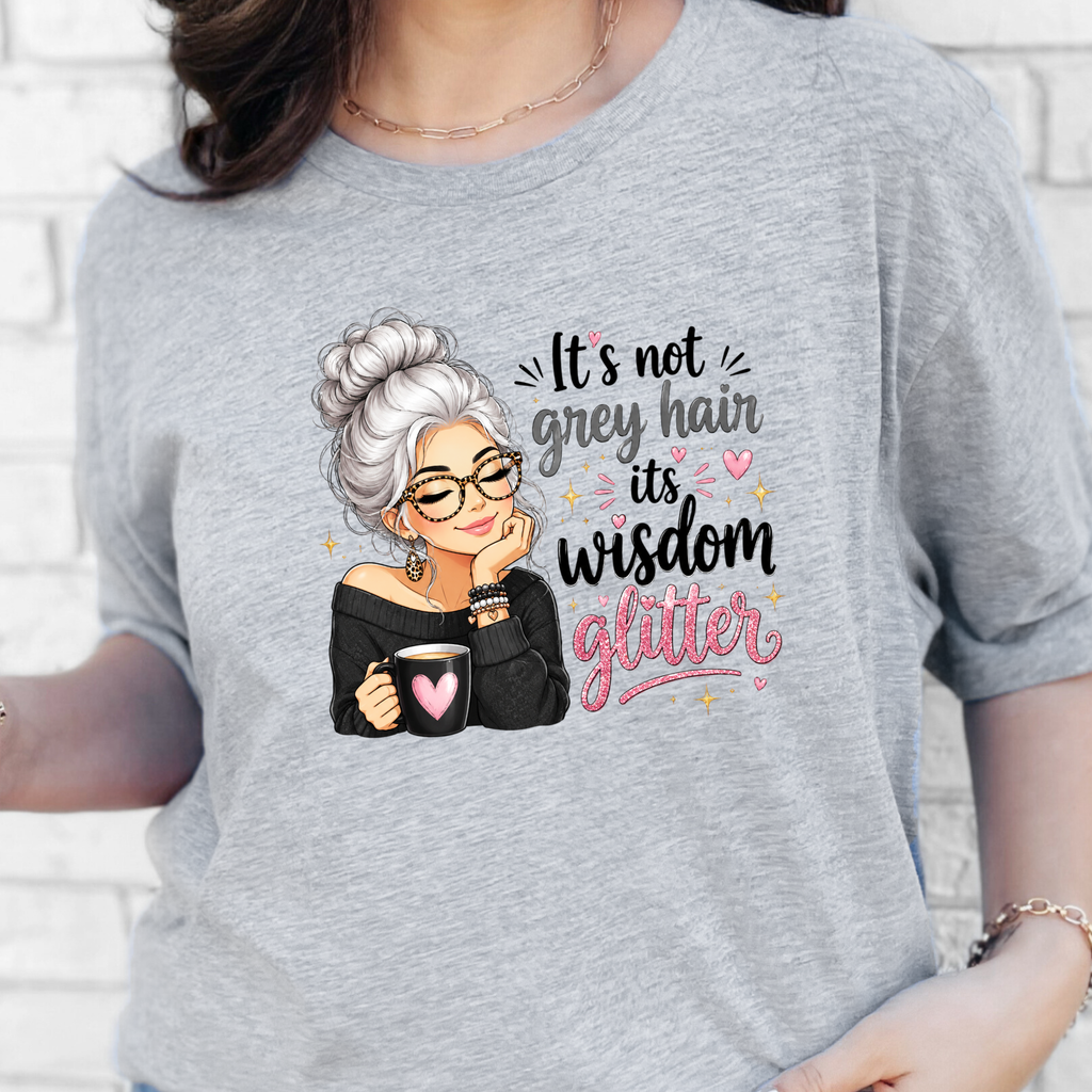 Wisdom Glitter Graphic Tee - Grey