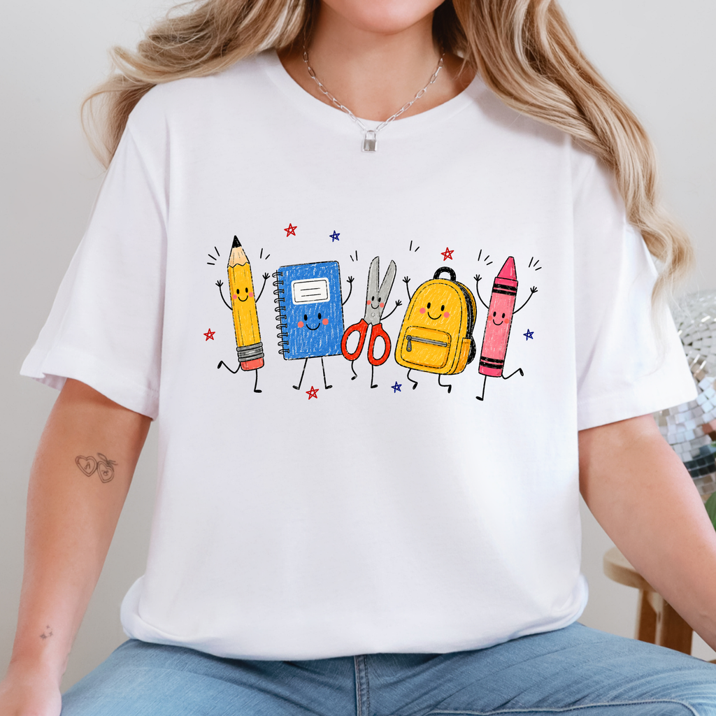 Teacher Back to School Graphic Tee - White