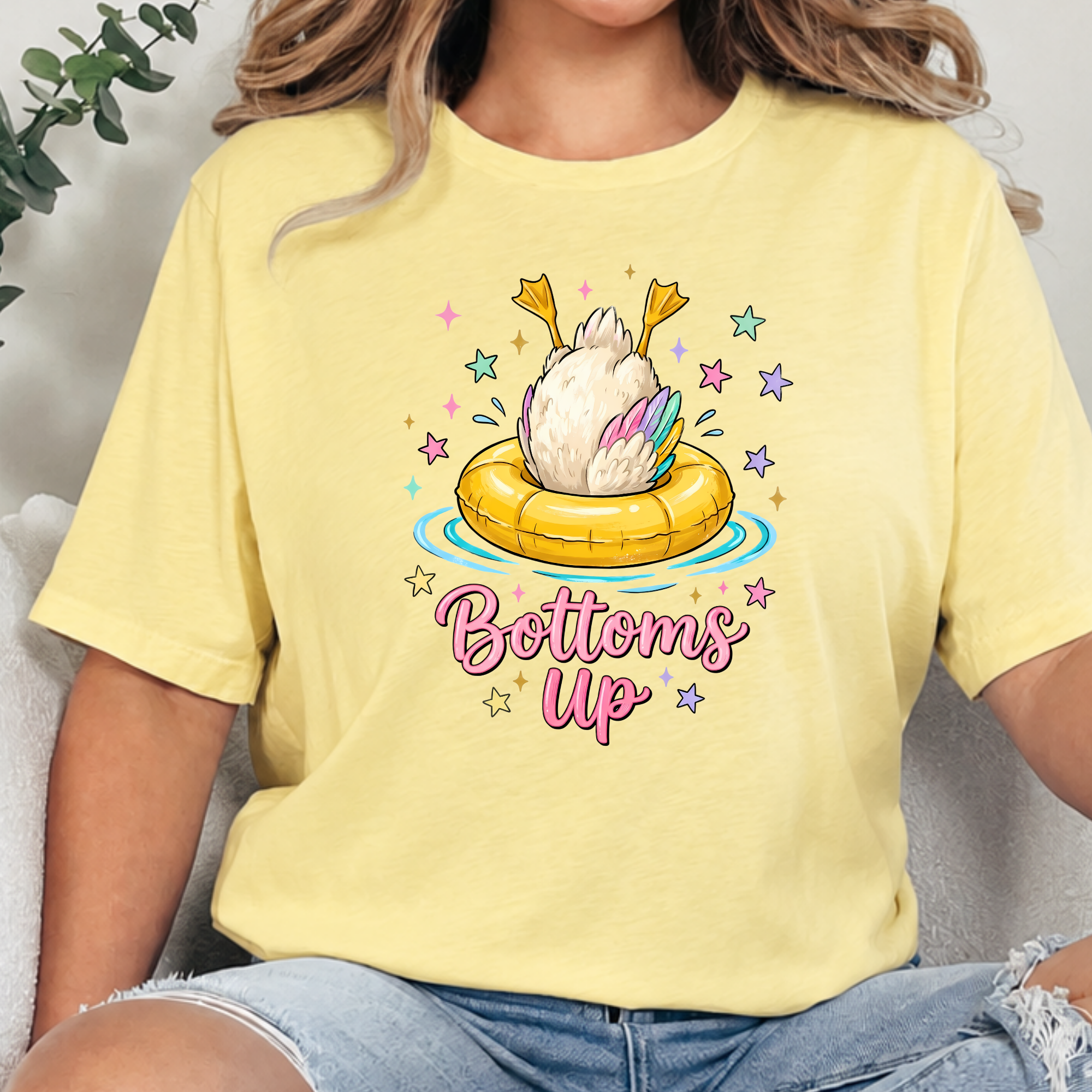Bottoms Up Duck Graphic Tee - Heather French Vanilla