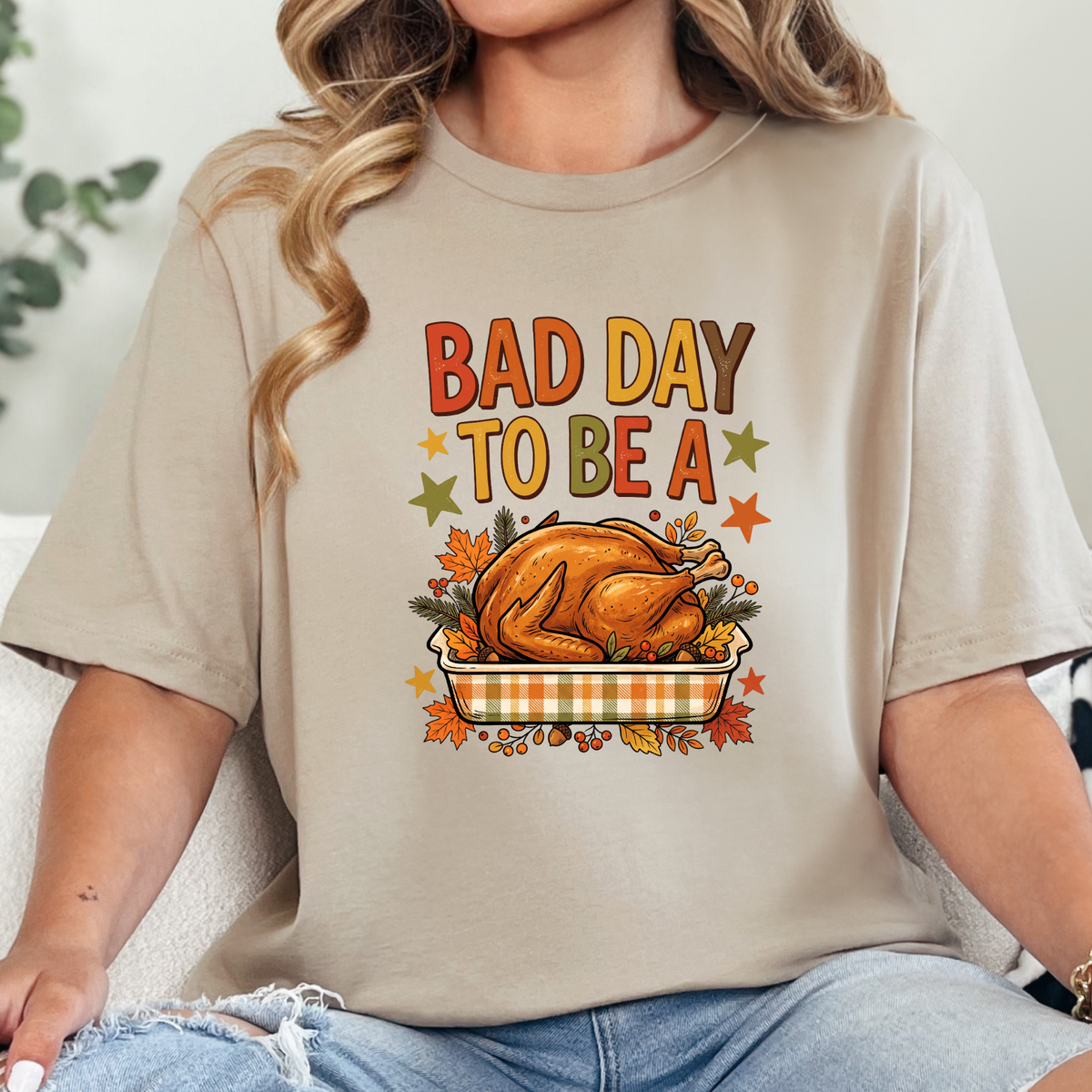 Bad Day To Be A Turkey Graphic Tee - Tan