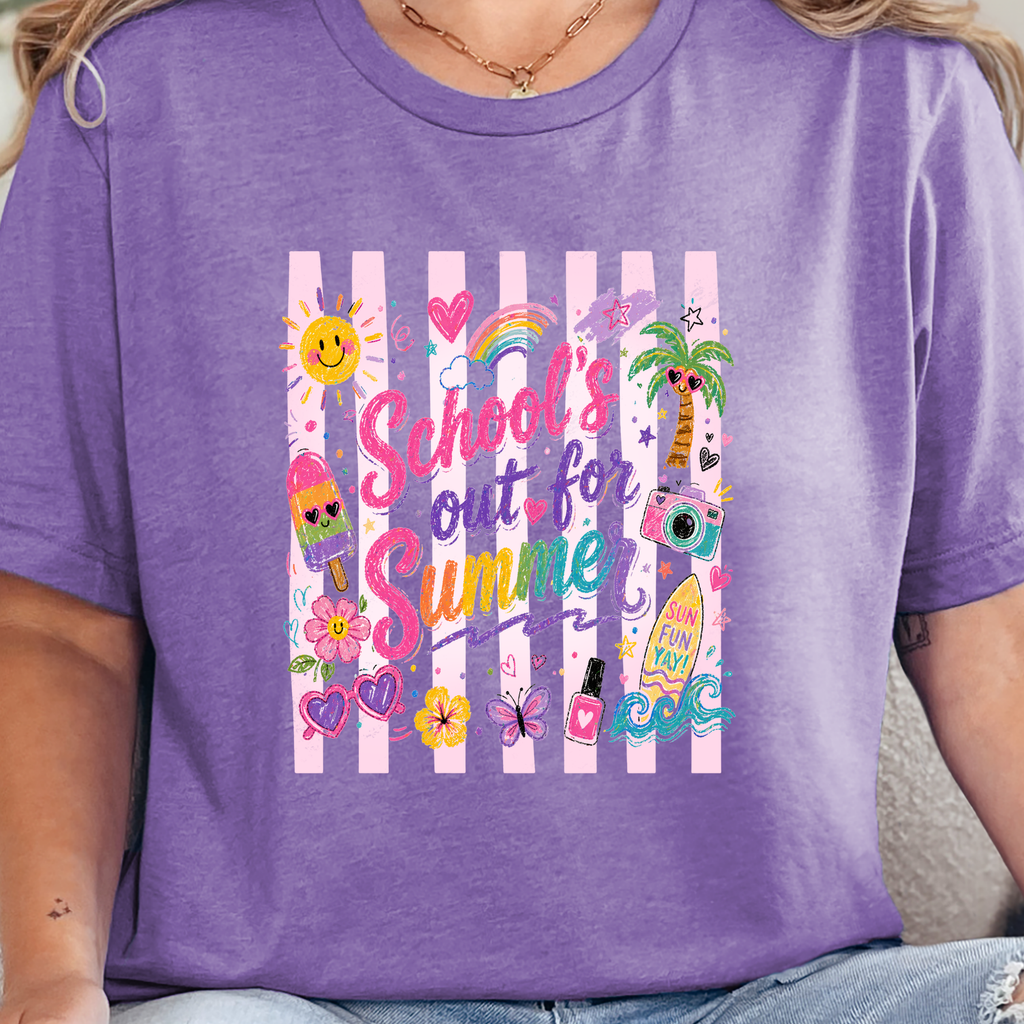 Schools Out For Summer Graphic Tee - Heather Team Purple Tee
