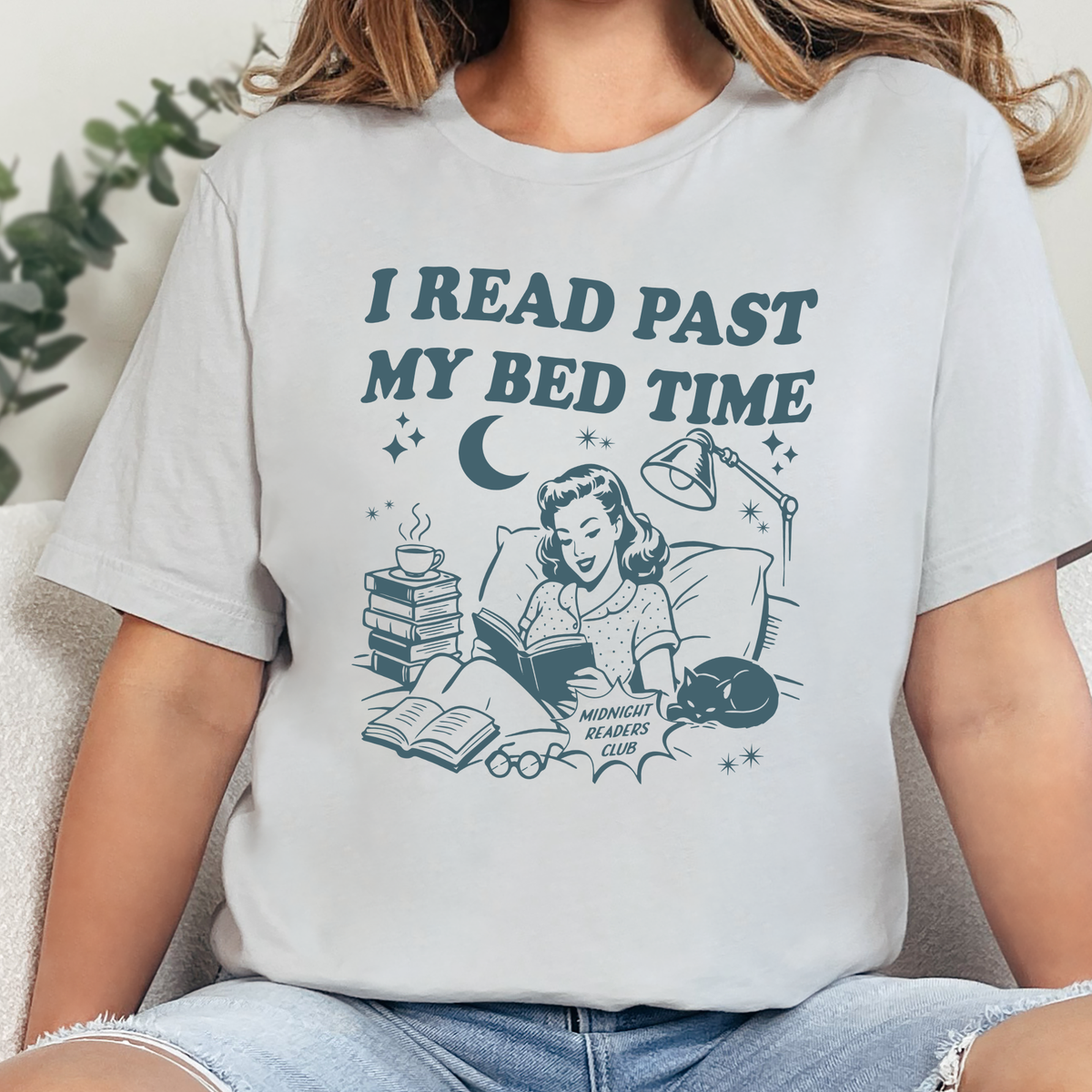 I Read Past My Bedtime Graphic Tee - Silver