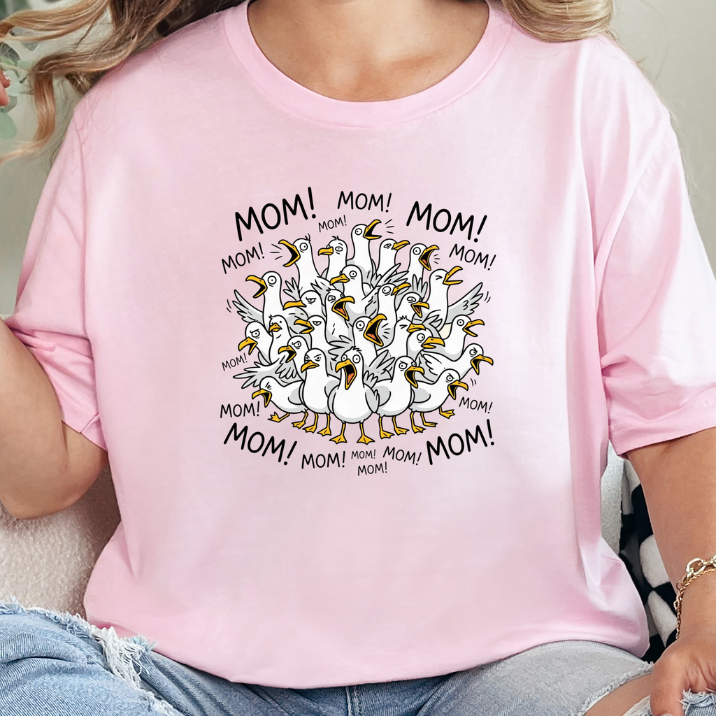 Seagulls Calling Mom Graphic Tee - Soft Pink Tee