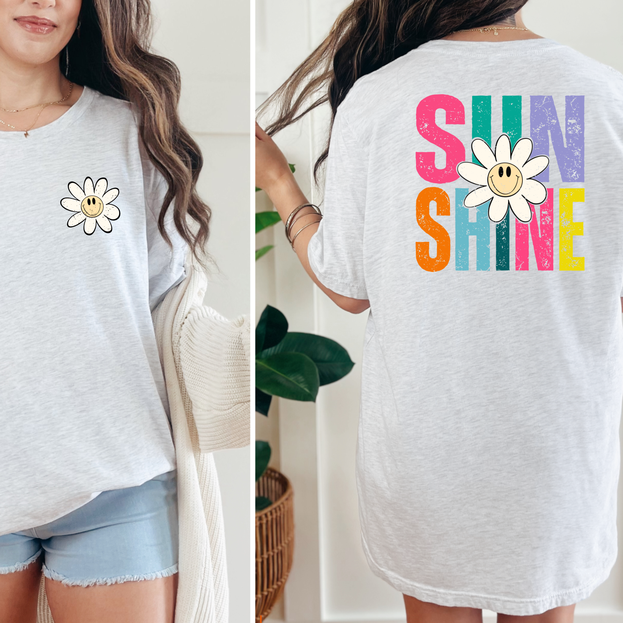 Sunshine Daisy Graphic Tee - Ash