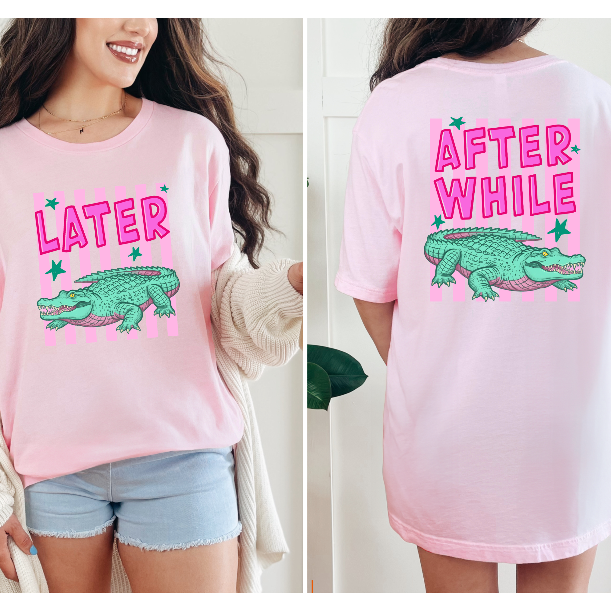 Later Gator, After While Graphic Tee - Pink Tee