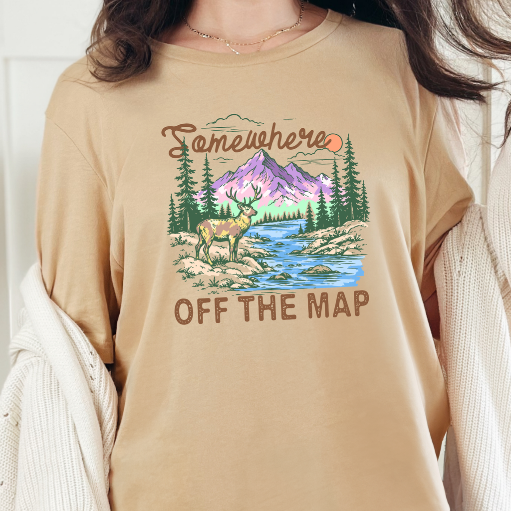 Somewhere Off The Map Graphic Tee- Sand  Dune