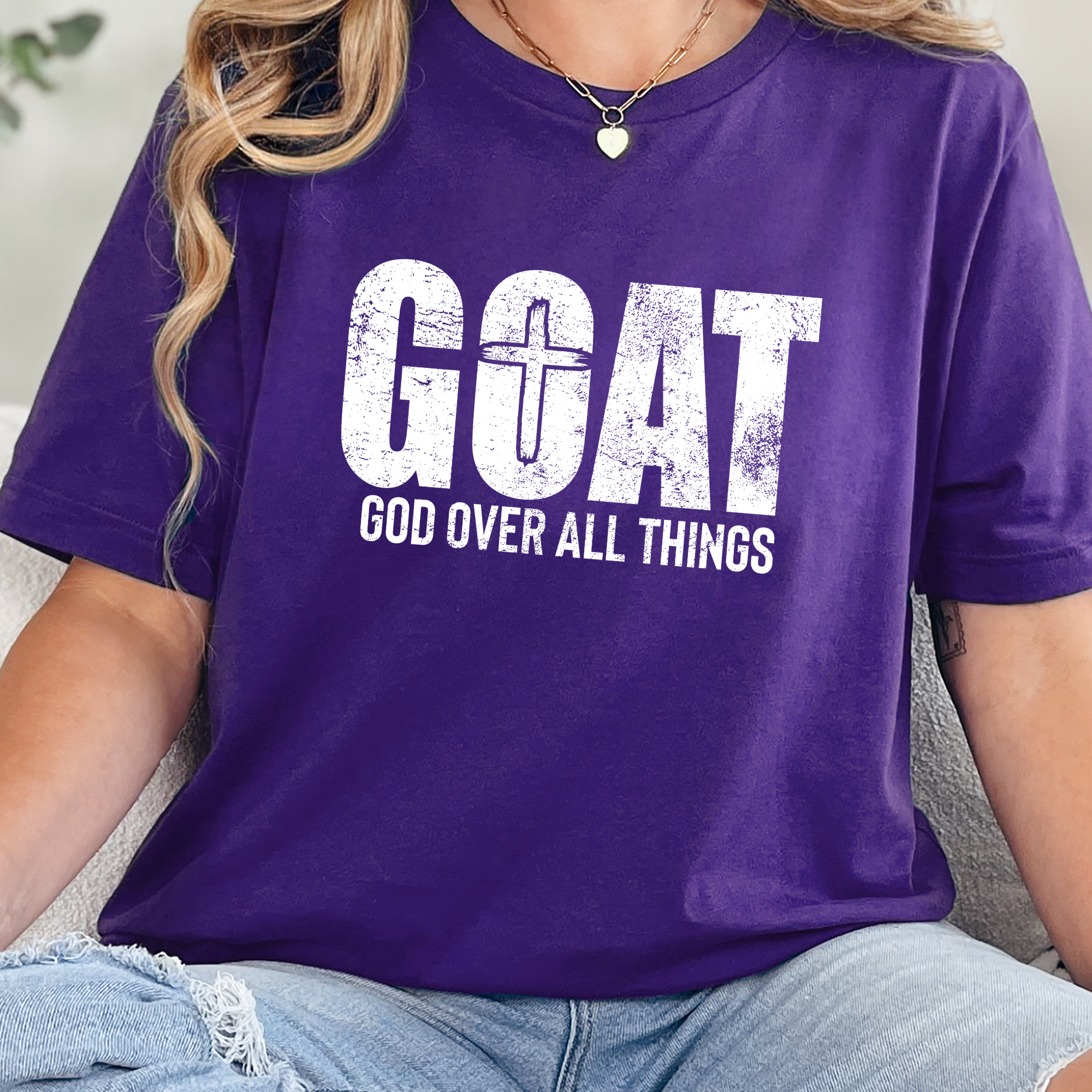 GOAT God Over All Things Graphic Tee - Team Purple