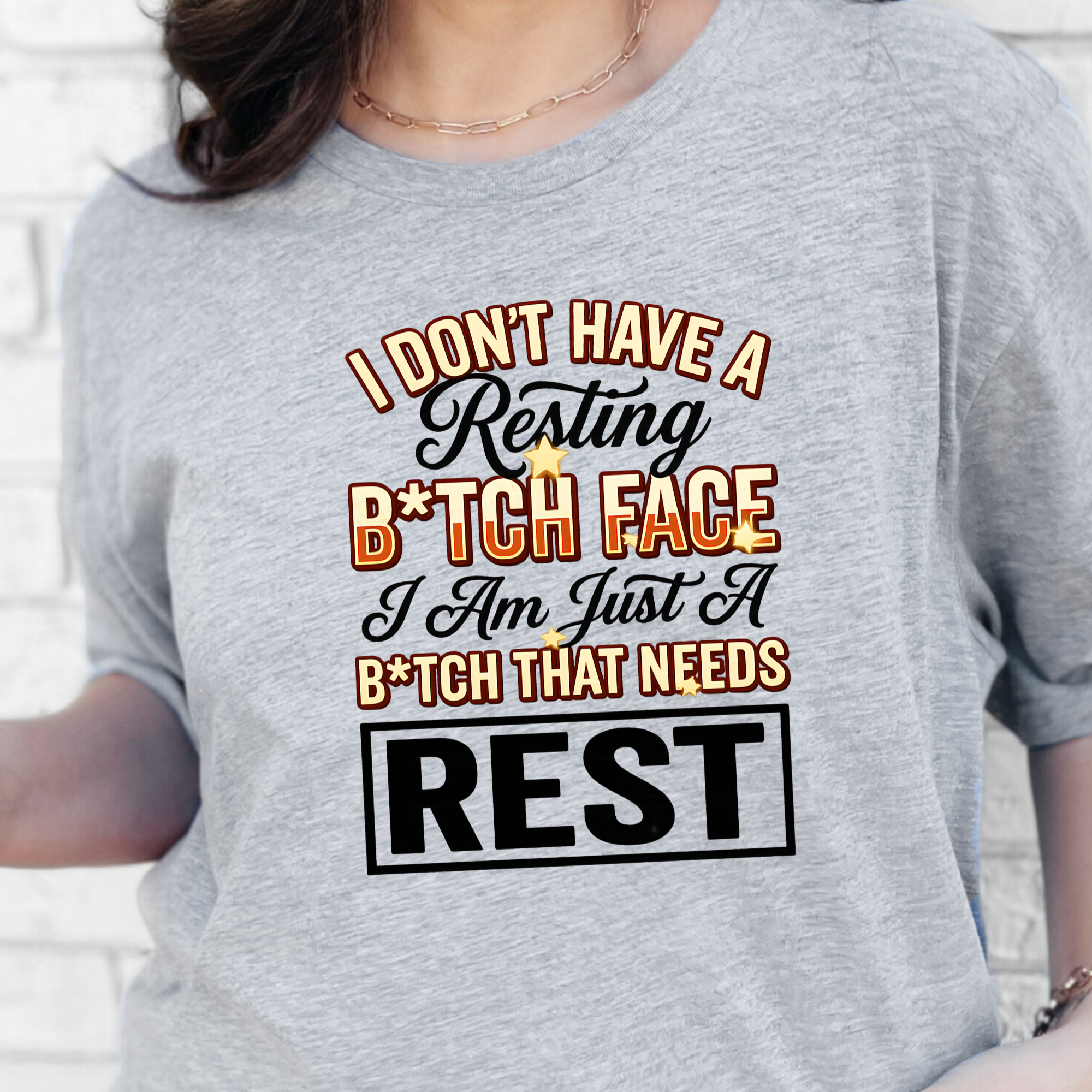Resting B*itch Face Graphic Tee - Grey