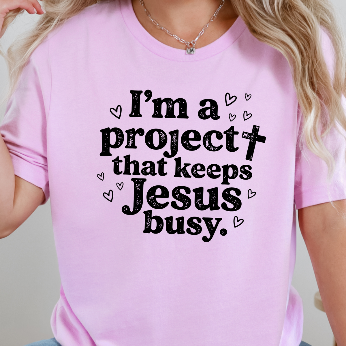Project Keeps Jesus Busy Graphic Tee - Lilac