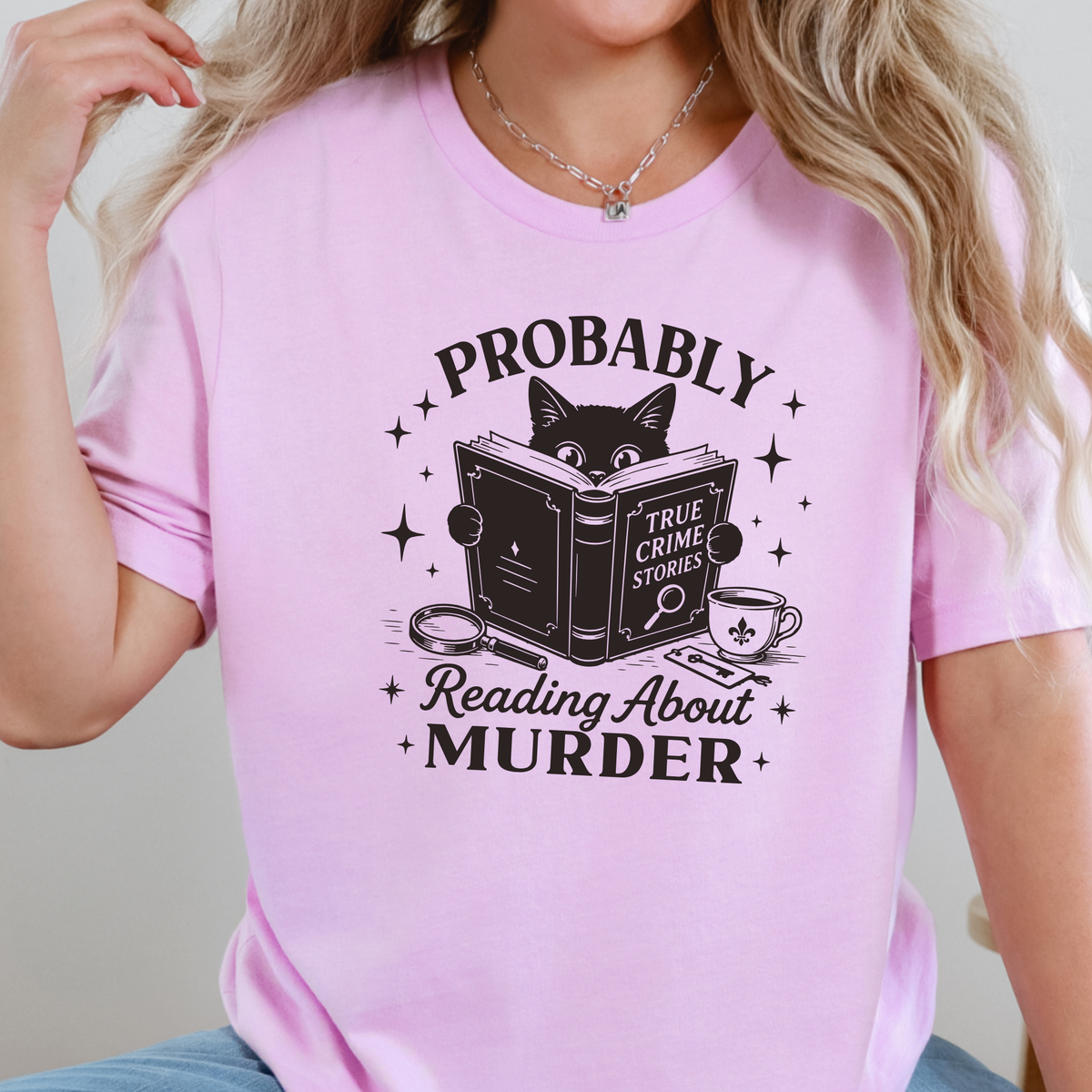 Reading About Murder Graphic Tee - Lilac