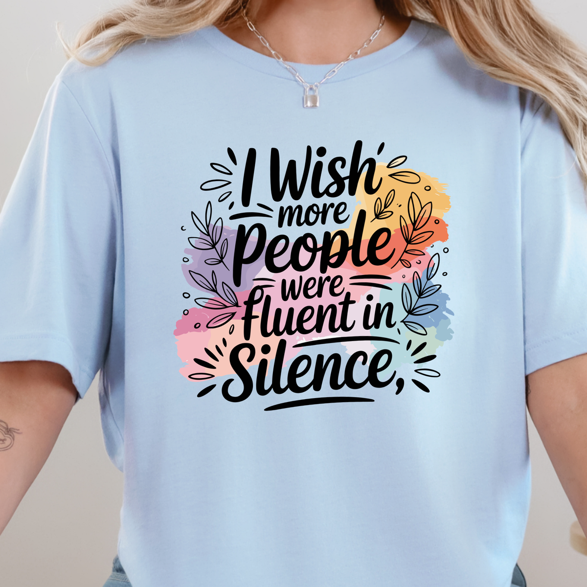 Fluent in Silence Graphic Tee - Baby Blue