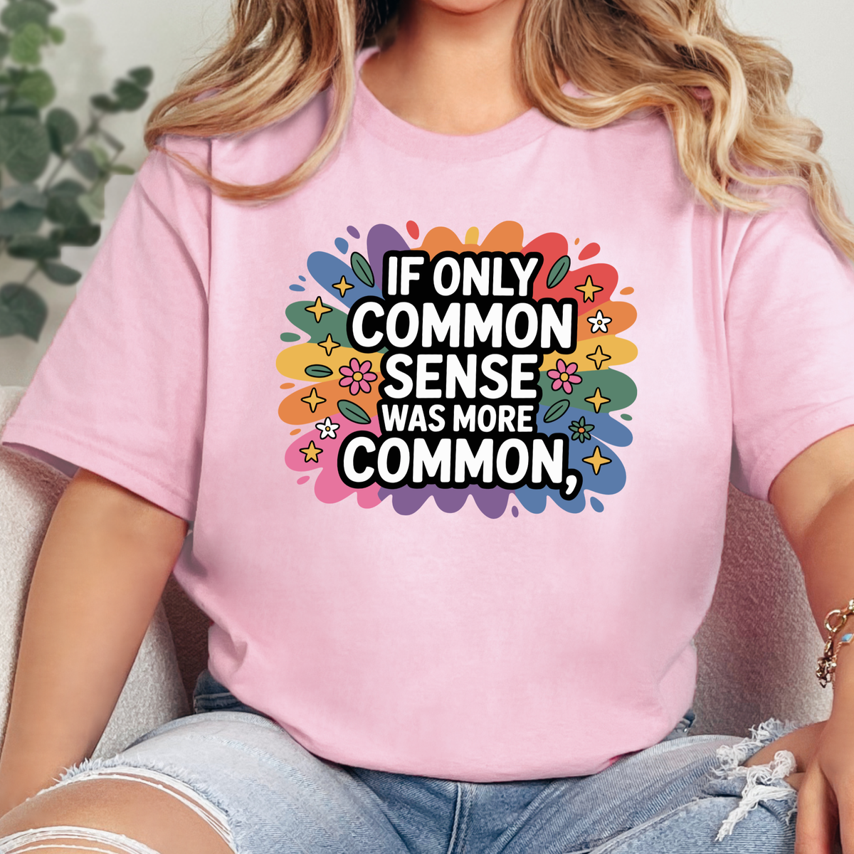 Common Sense Graphic Tee - Pink