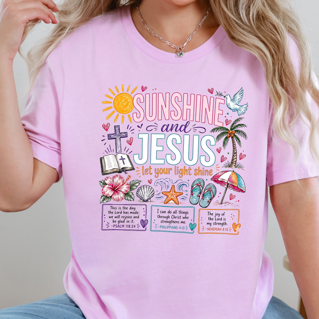 Sunshine and Jesus Graphic Tee - Lilac