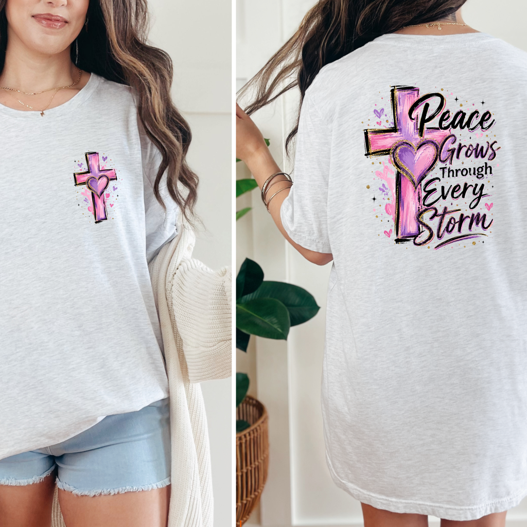 Peace Grows Through Every Storm Graphic Tee - Ash