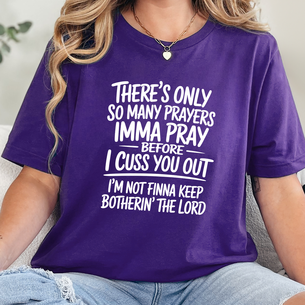 Pray Before I Cuss Graphic Tee - Team Purple