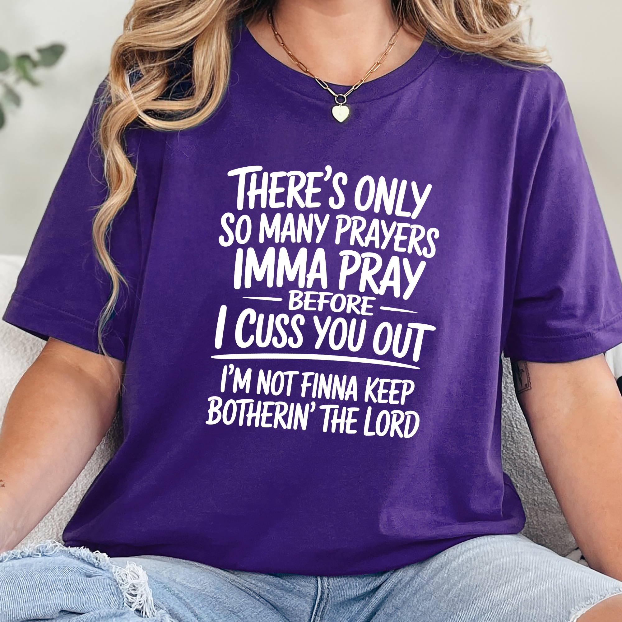 Pray Before I Cuss Graphic Tee - Team Purple