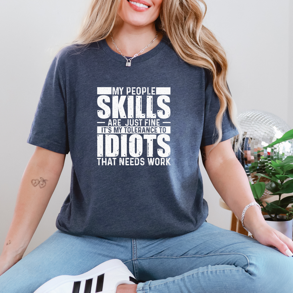 My People Skills Graphic Tee - Heather Navy Tee