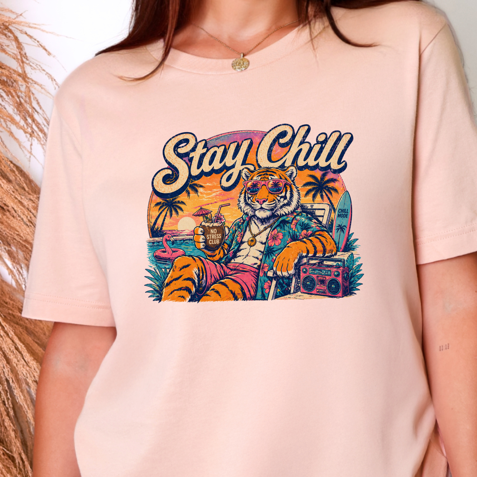 Stay Chill Graphic Tee - Peach Tee
