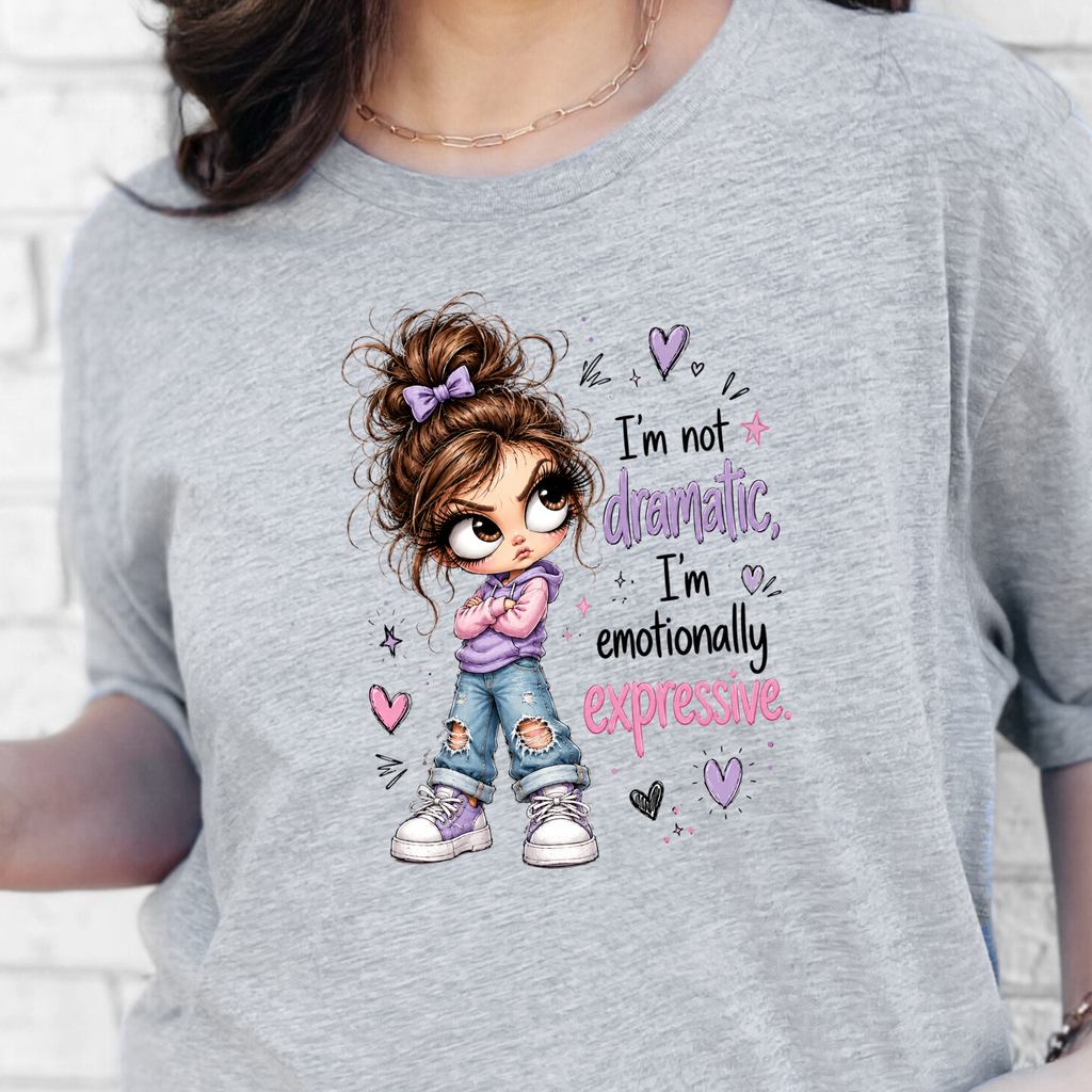 Dramatic Girl Graphic Tee - Grey