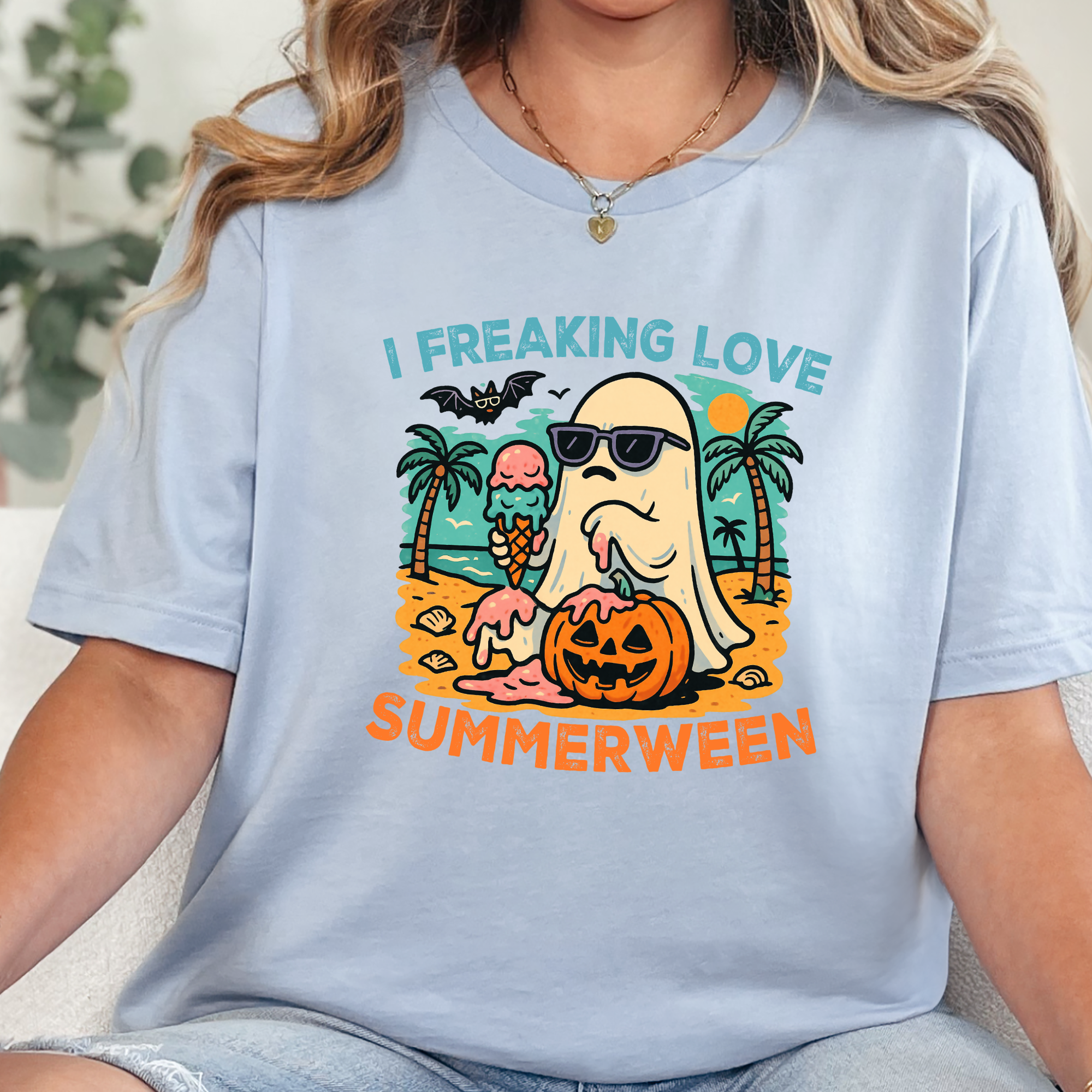 Love Summerween Graphic Tee - Baby Blue