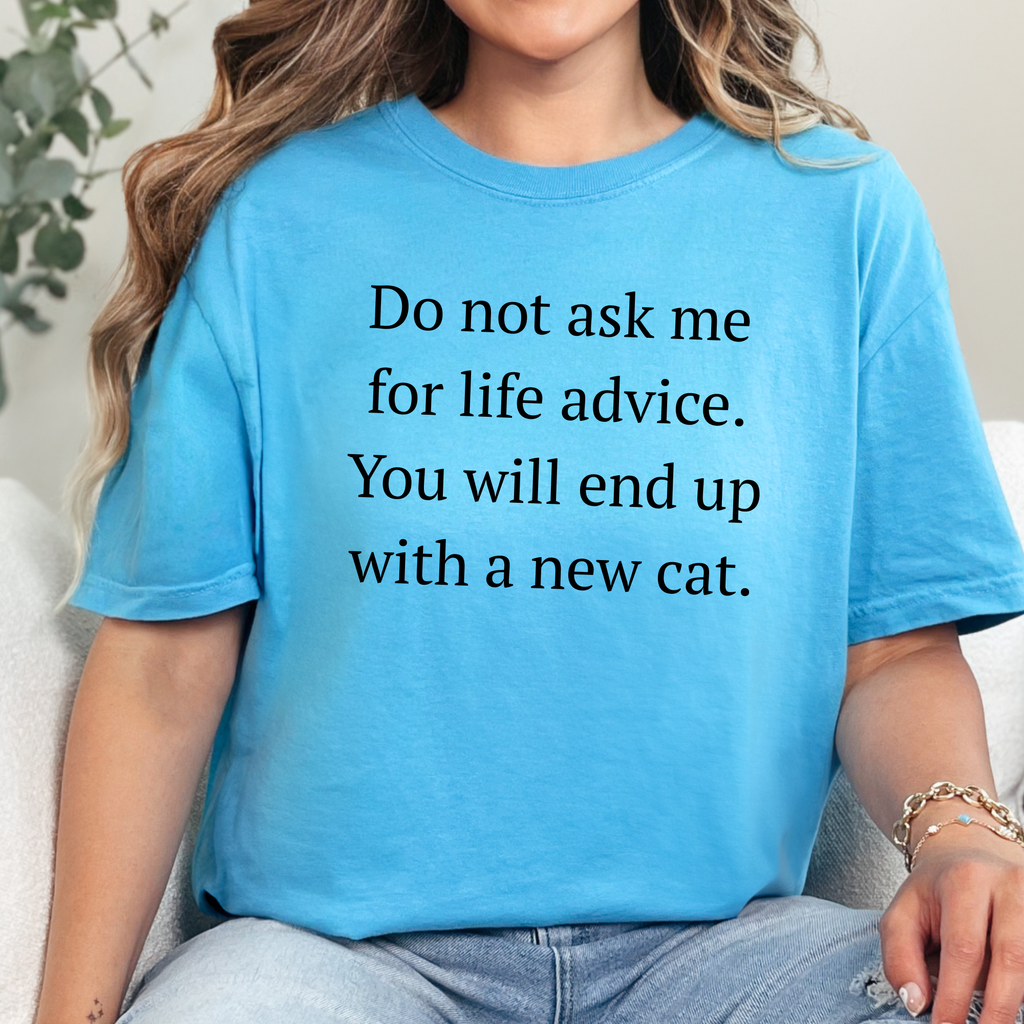 Life Advice, New Cat Graphic Tee - Sapphire