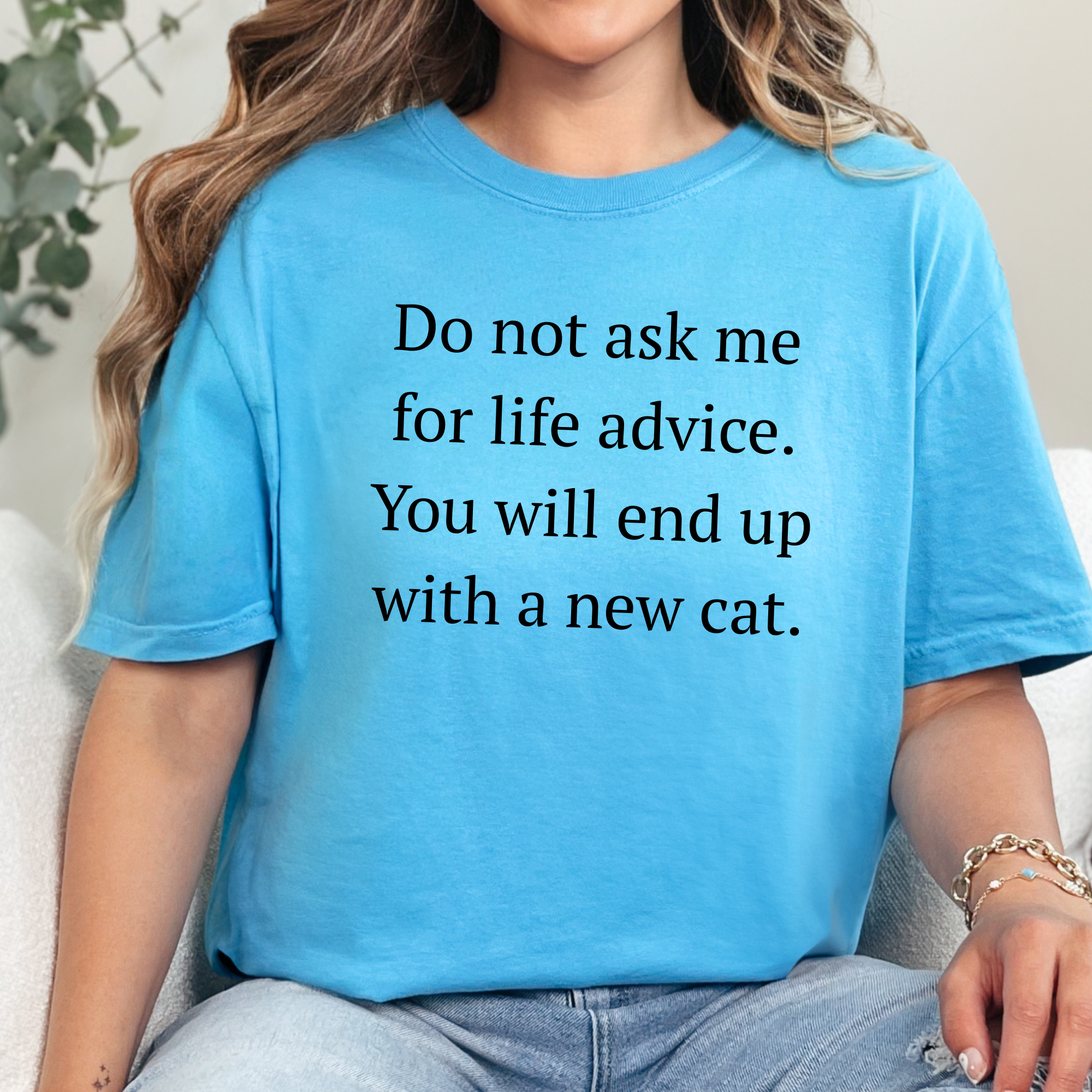 Life Advice, New Cat Graphic Tee - Sapphire