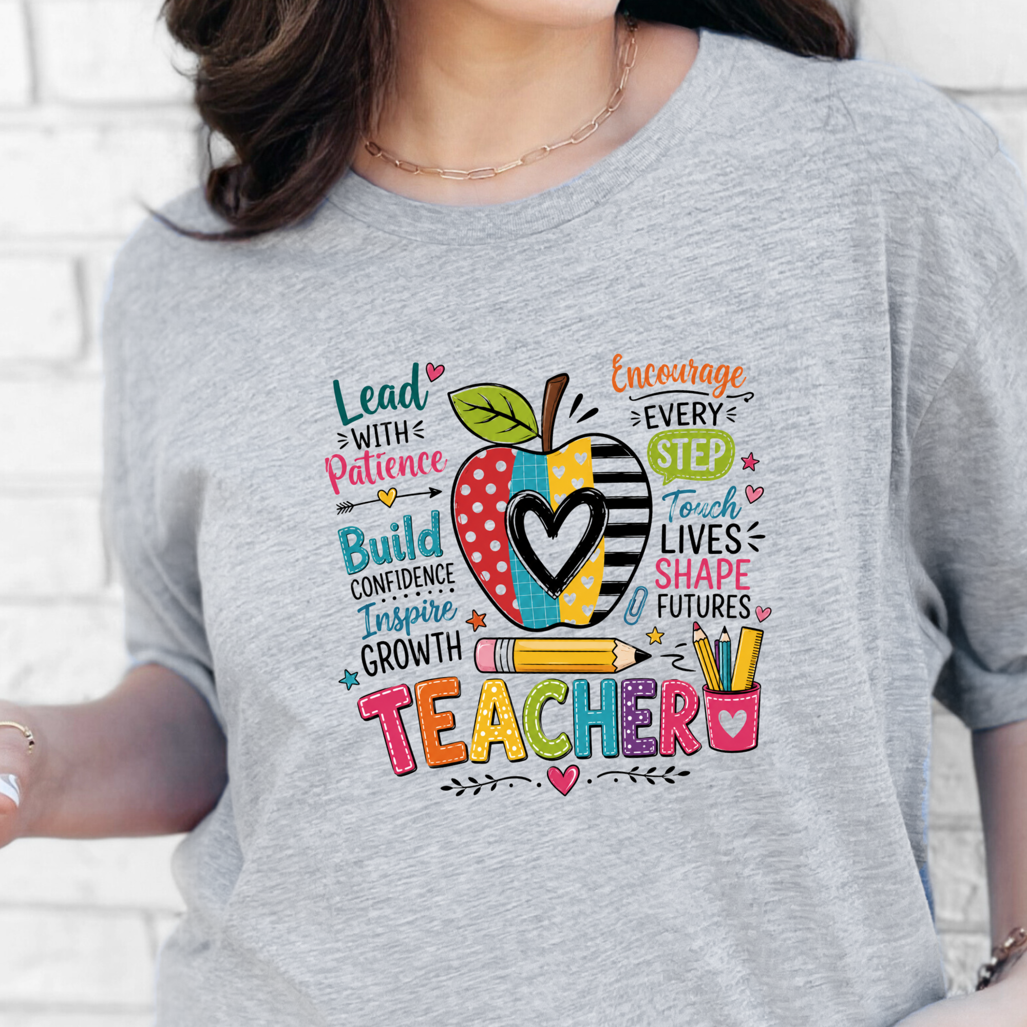 Teacher Lead With Patience Graphic Tee - Grey