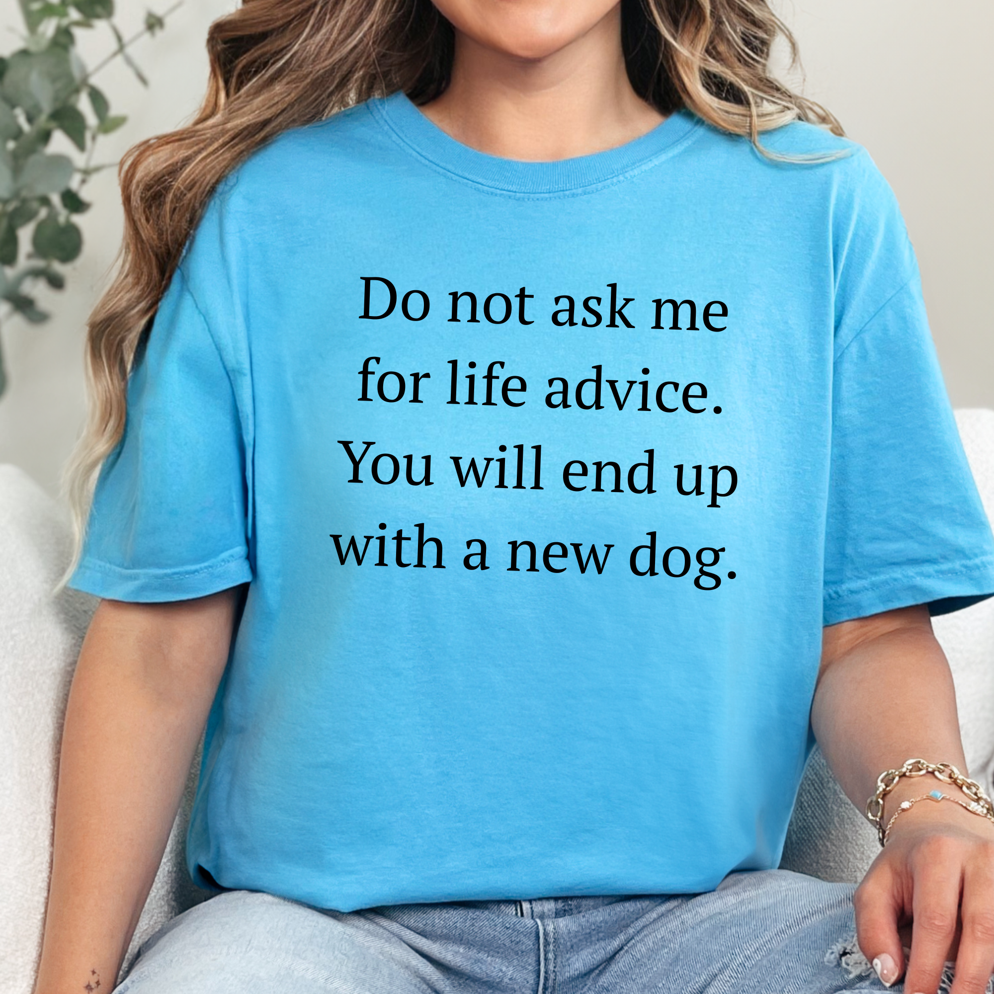 Life Advice, New Dog Graphic Tee - Sapphire