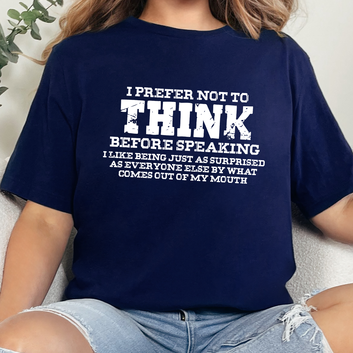 Prefer Not to Think Graphic Tee - Navy