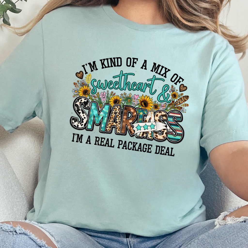 Western Package Deal Graphic Tee - Dusty Blue