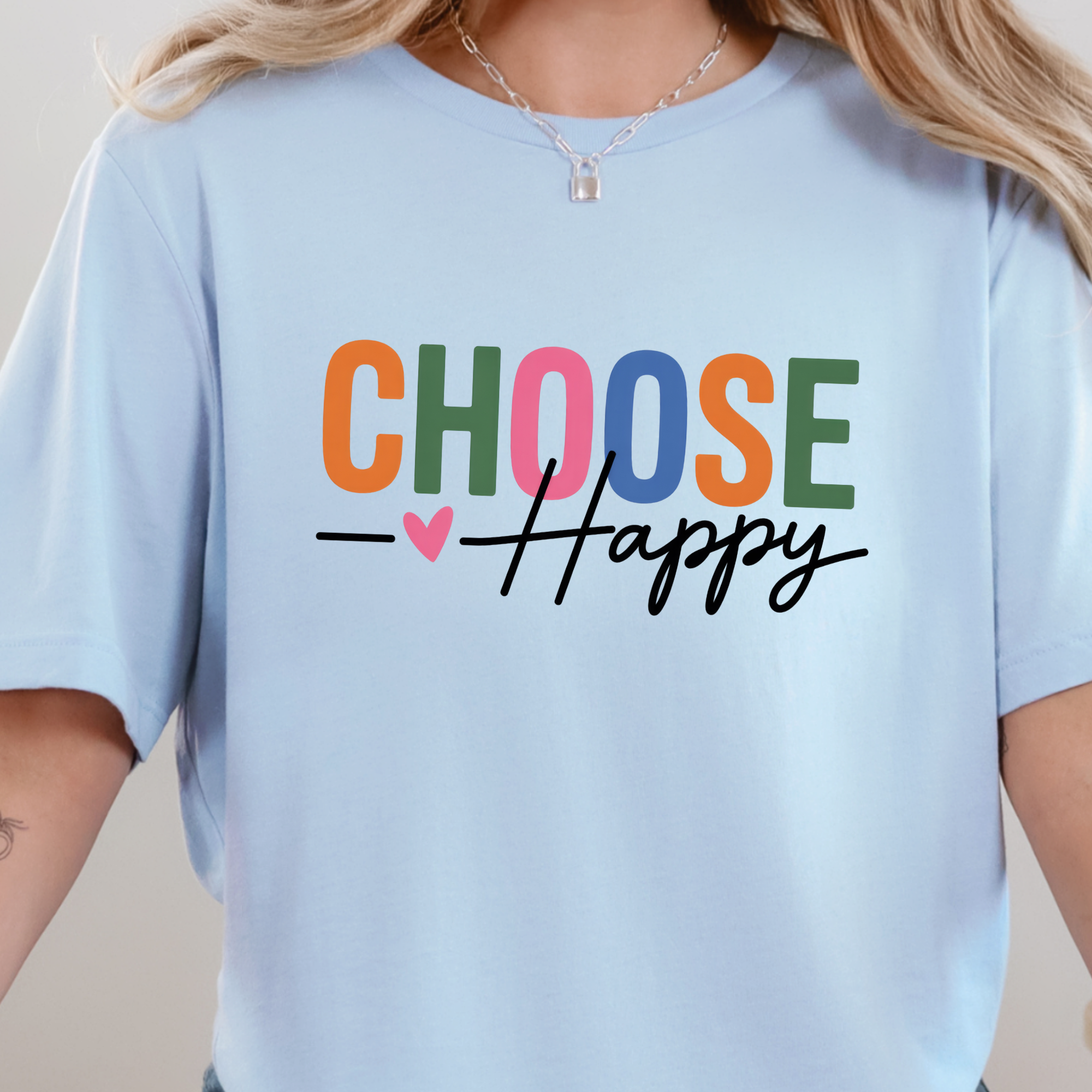 Choose Happy Graphic Tee - Baby Blue