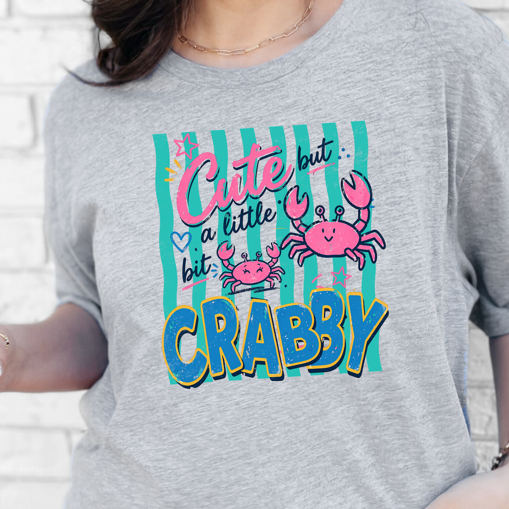 Cute But Crabby Graphic Tee - Grey Tee