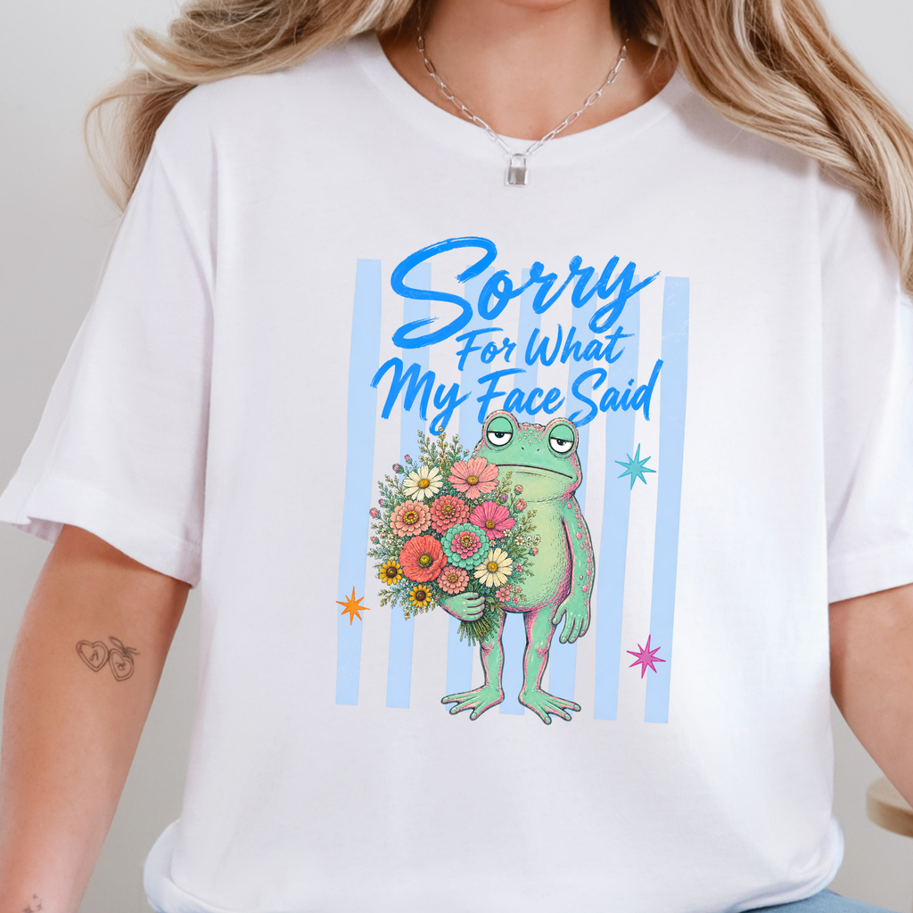 Frog Sorry for What My Face Said Graphic Tee - White