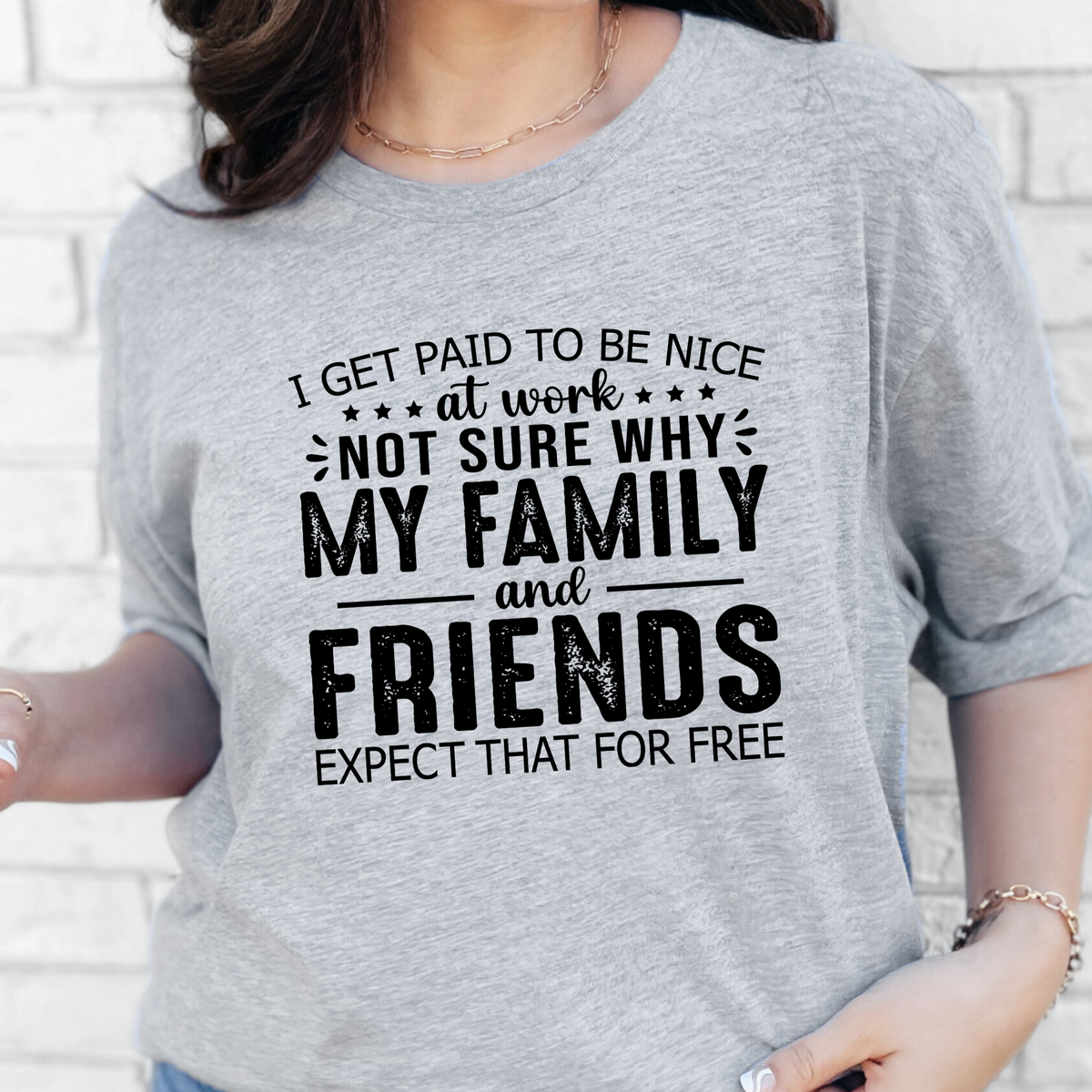Paid to Be Nice at Work Graphic Tee - Grey
