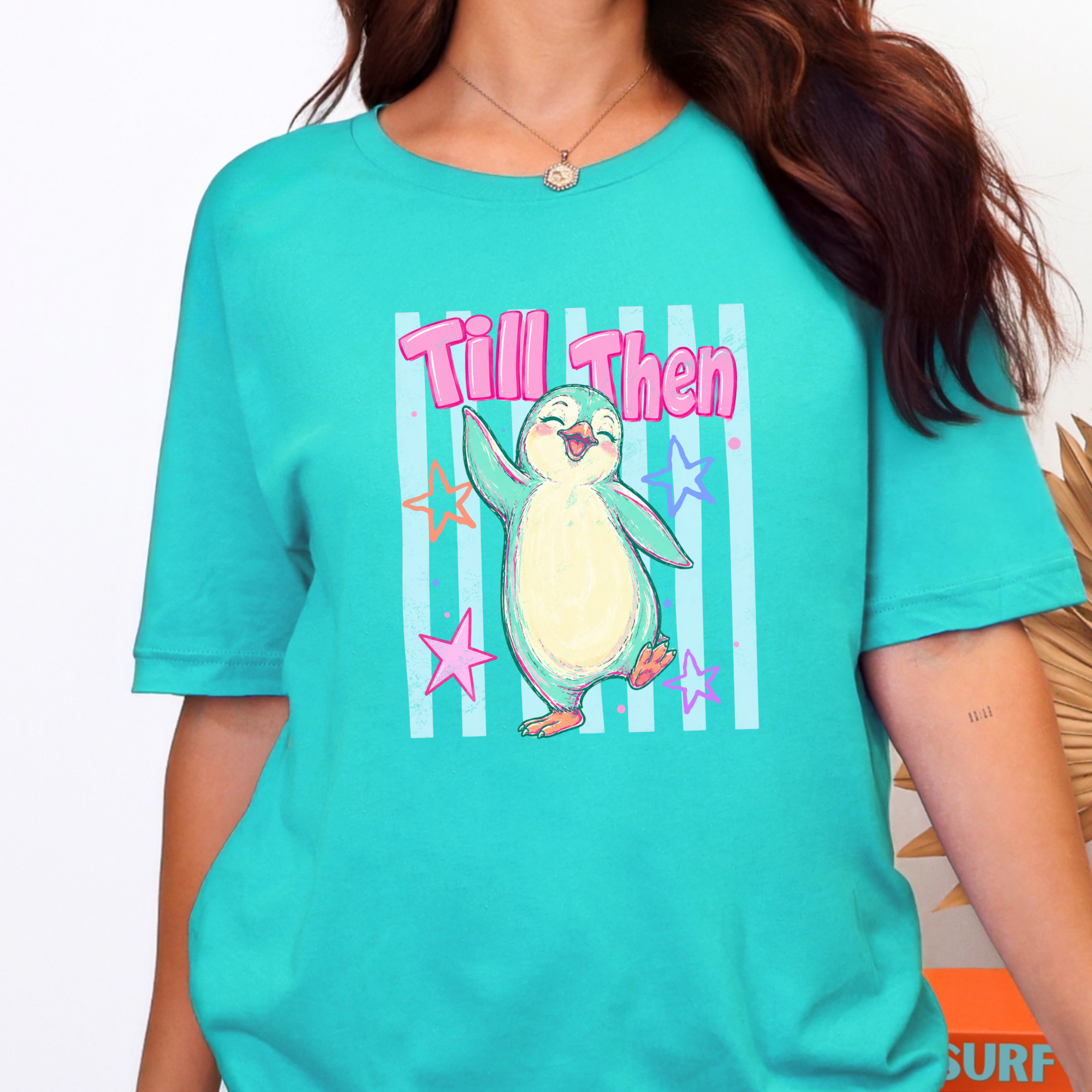 Penguin Till Then Graphic Tee - Heather Sea Green