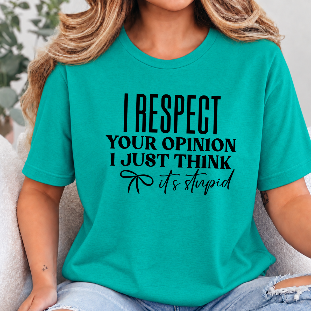 Respect Your Opinion Graphic Tee - Teal