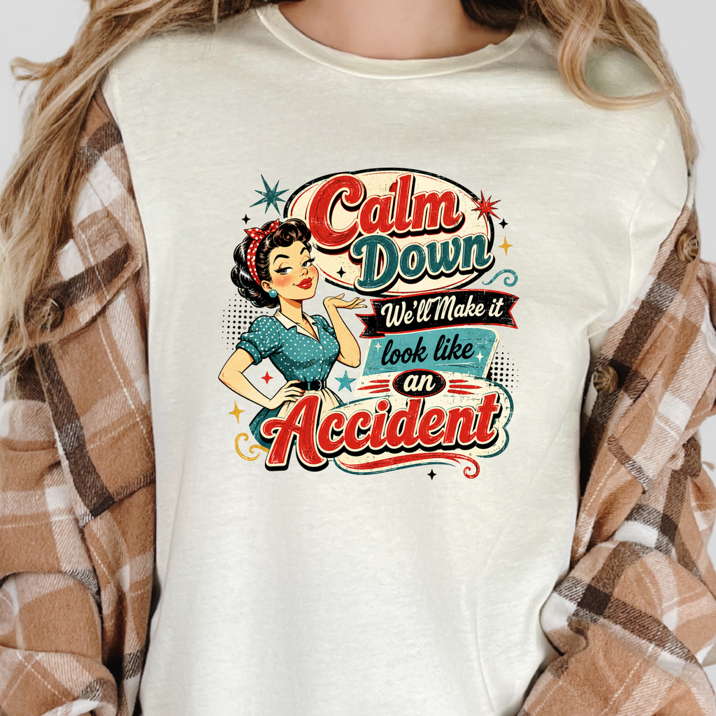 Vintage Calm Down Graphic Tee - Natural