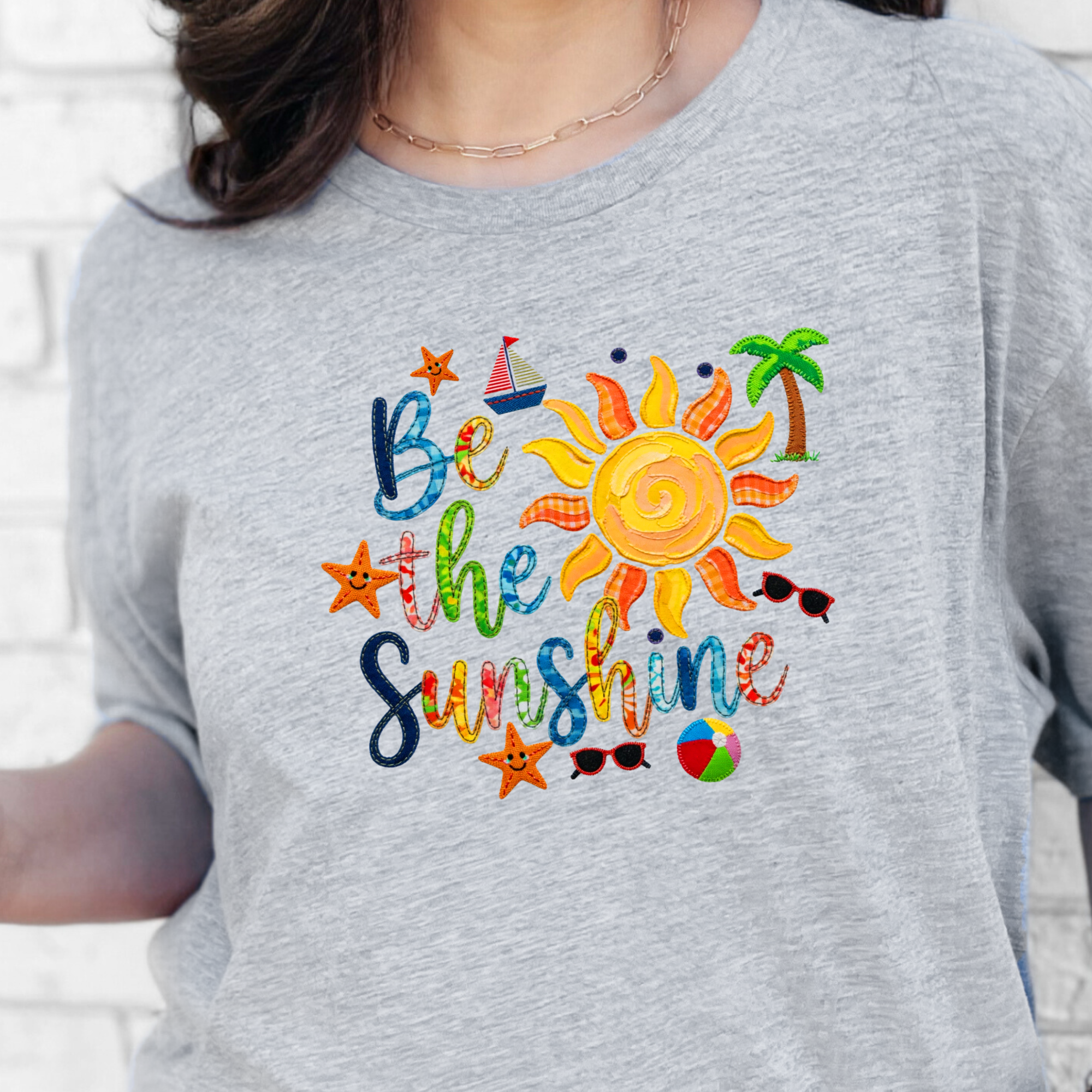 Patchwork Be The Sunshine Graphic Tee - Grey Tee