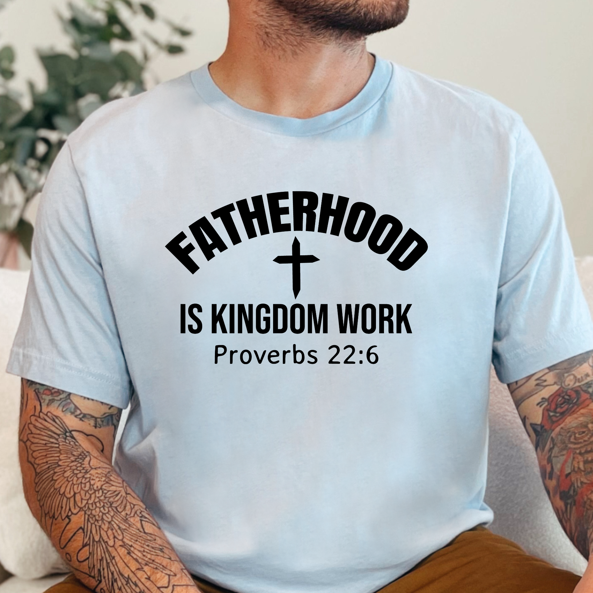 Fatherhood Kingdom Work Graphic Tee - Light Blue
