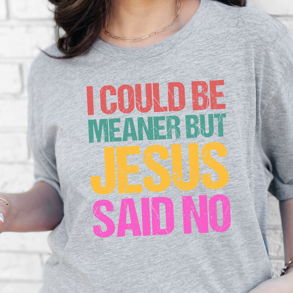 Meaner but Jesus Said No Graphic Tee - Grey