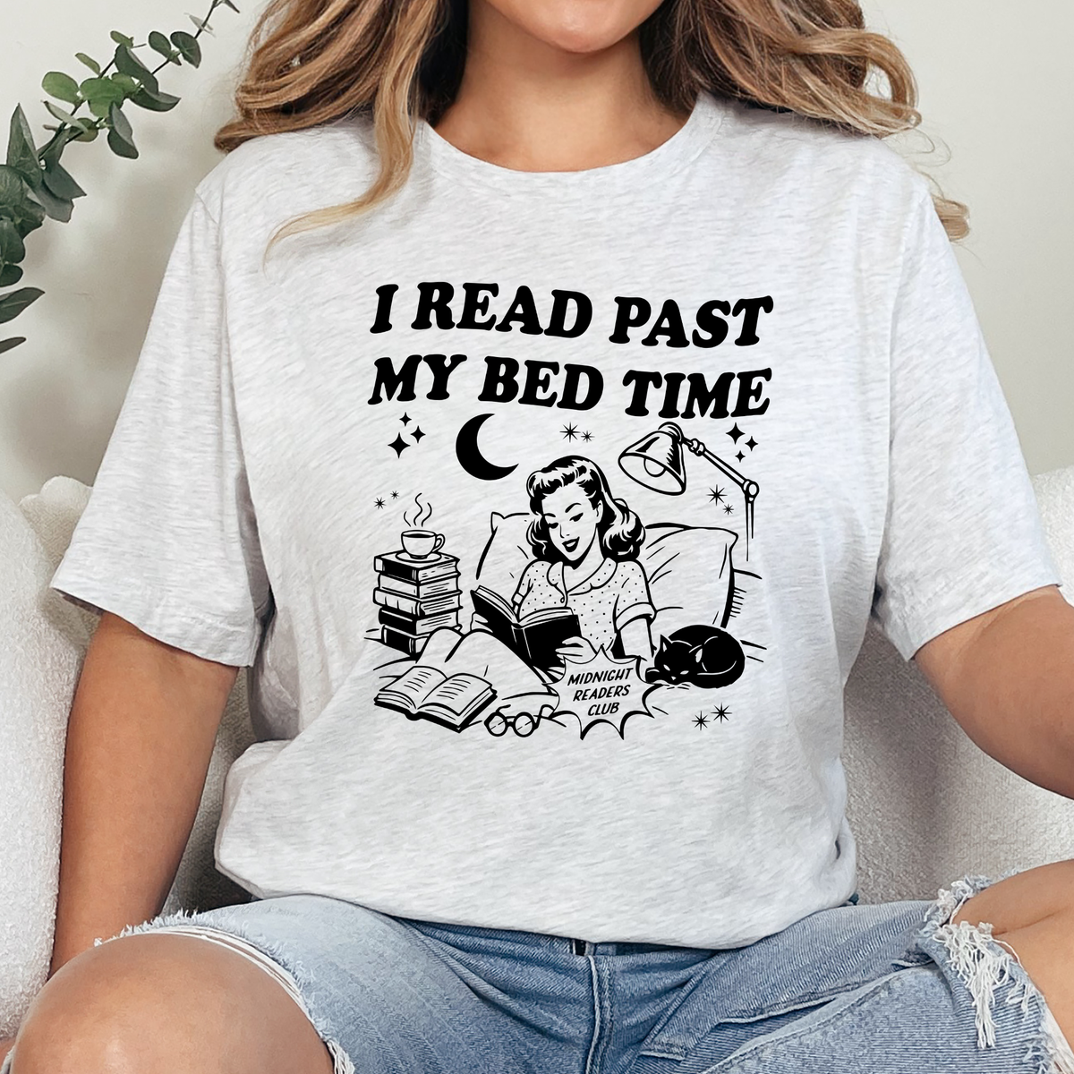 I Read Past My Bedtime Graphic Tee - Ash