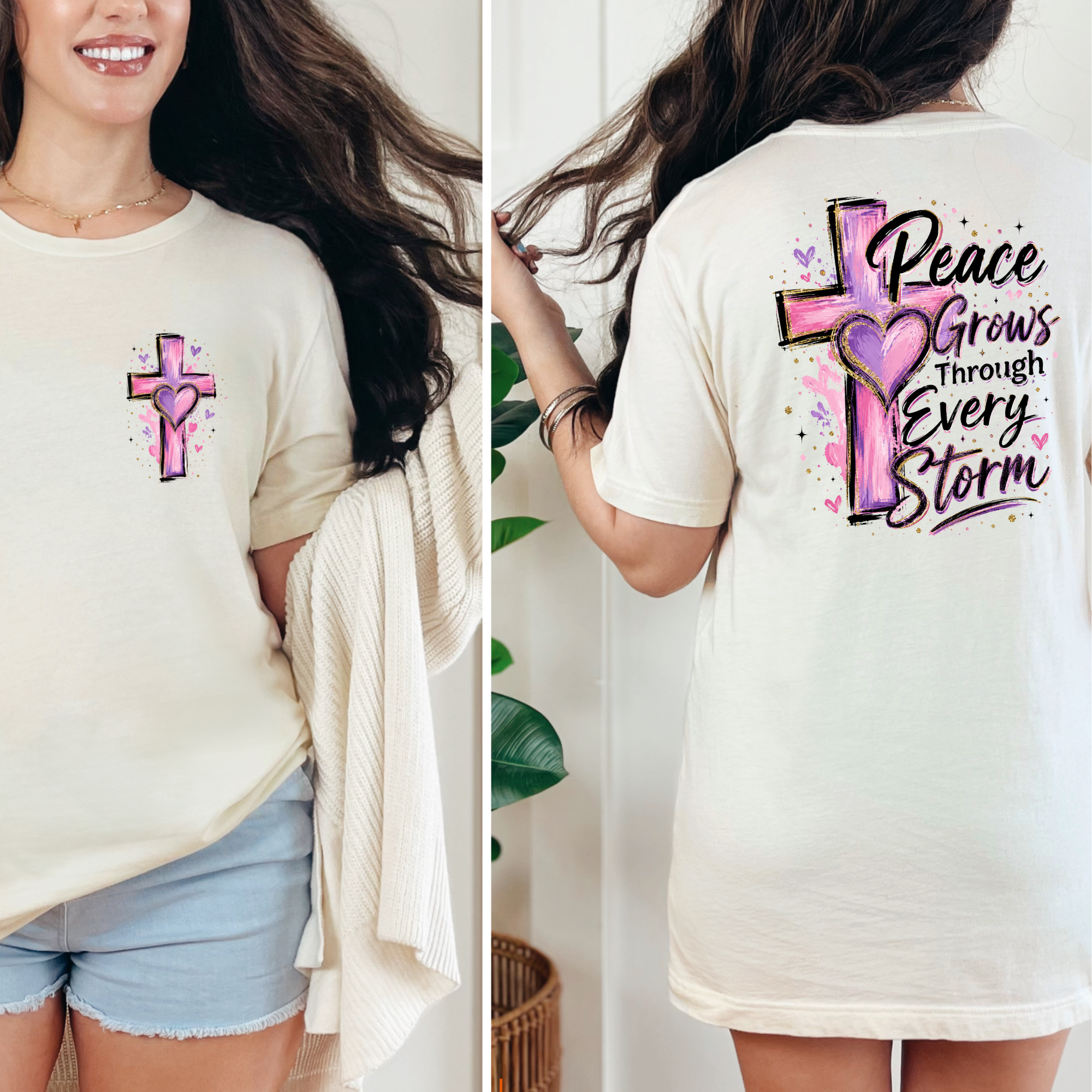 Peace Grows Through Every Storm Graphic Tee - Natural