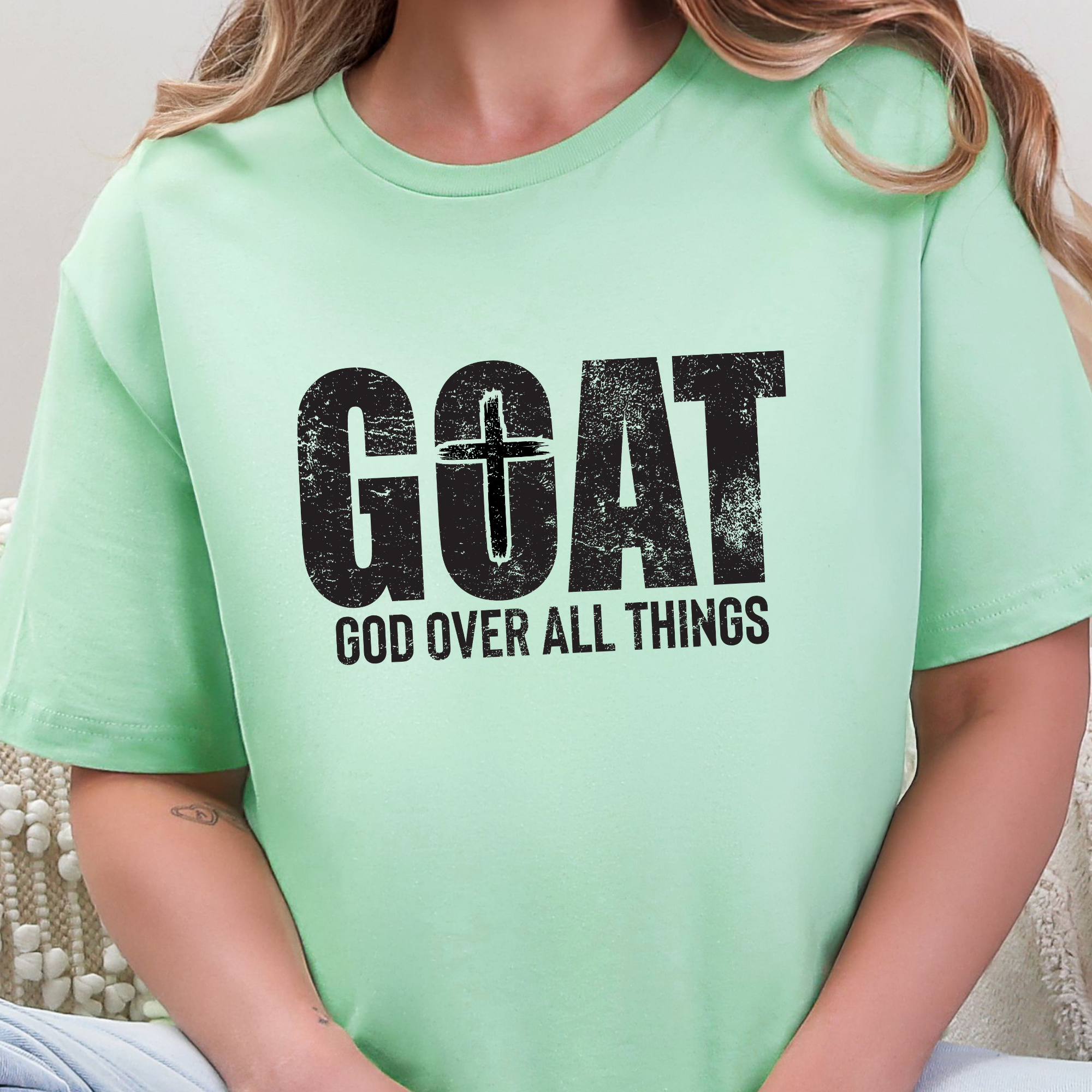 GOAT God Over All Things Graphic Tee - Mint