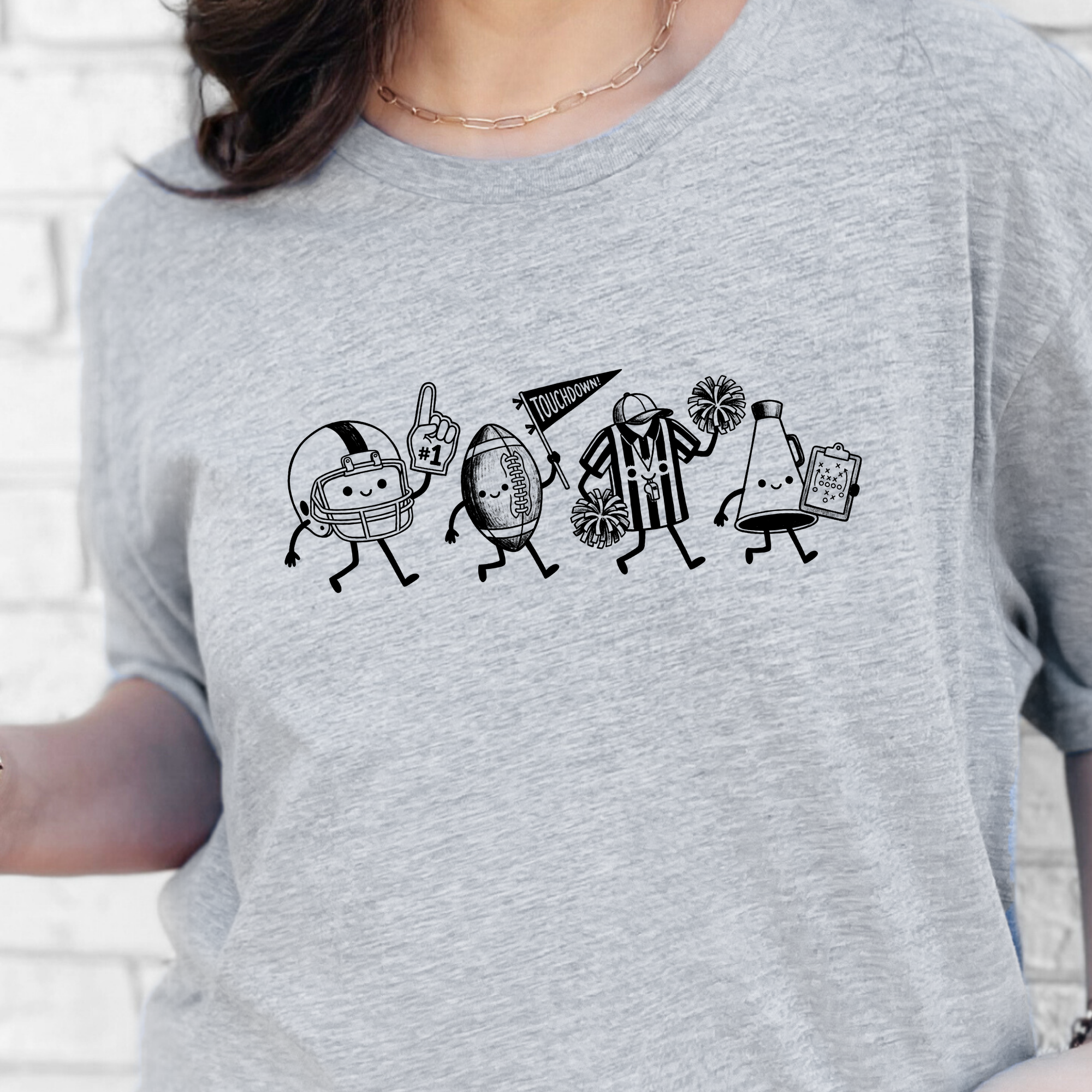 Football Doodles Graphic Tee - Grey